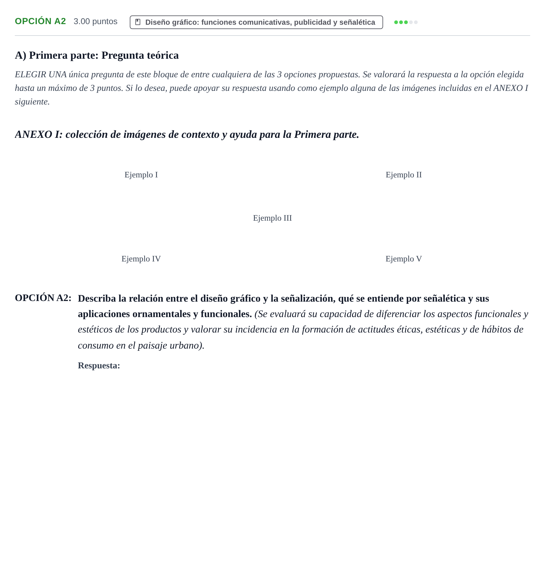 Enunciado: Opción A2 · Diseño PAU Aragón Extraordinaria 2021