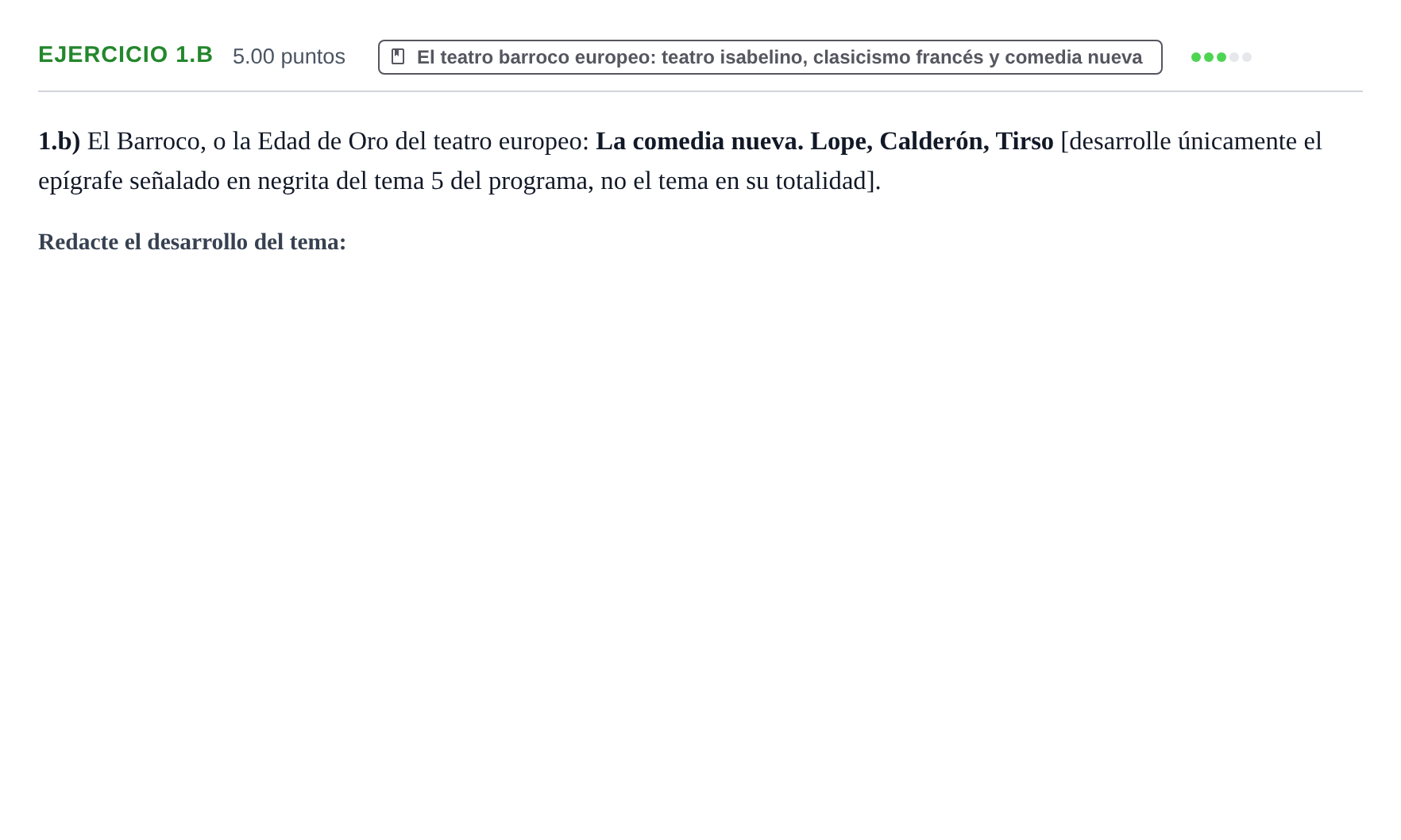 Enunciado: Ejercicio 1.b · Artes Escénicas PAU Aragón Ordinaria 2021