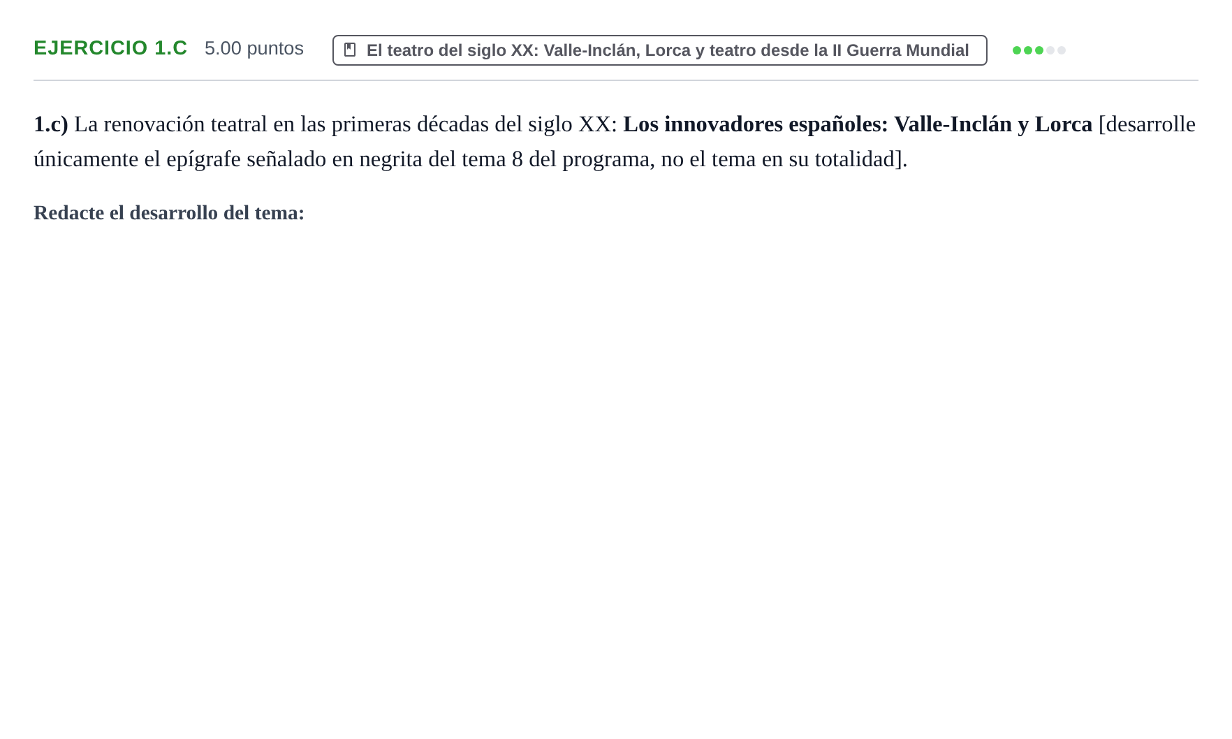 Enunciado: Ejercicio 1.c · Artes Escénicas PAU Aragón Ordinaria 2021