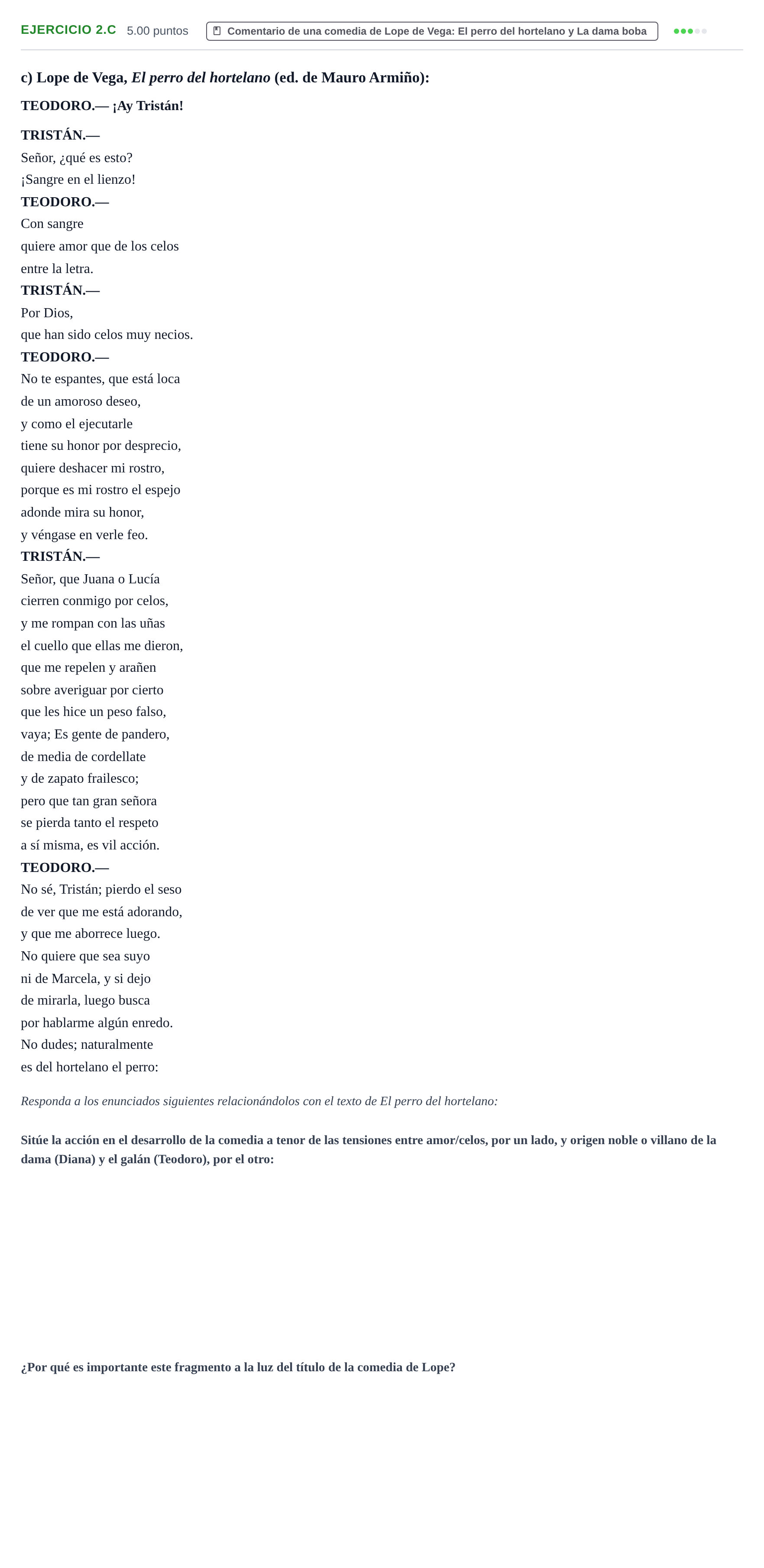 Enunciado: Ejercicio 2.c · Artes Escénicas PAU Aragón Ordinaria 2021