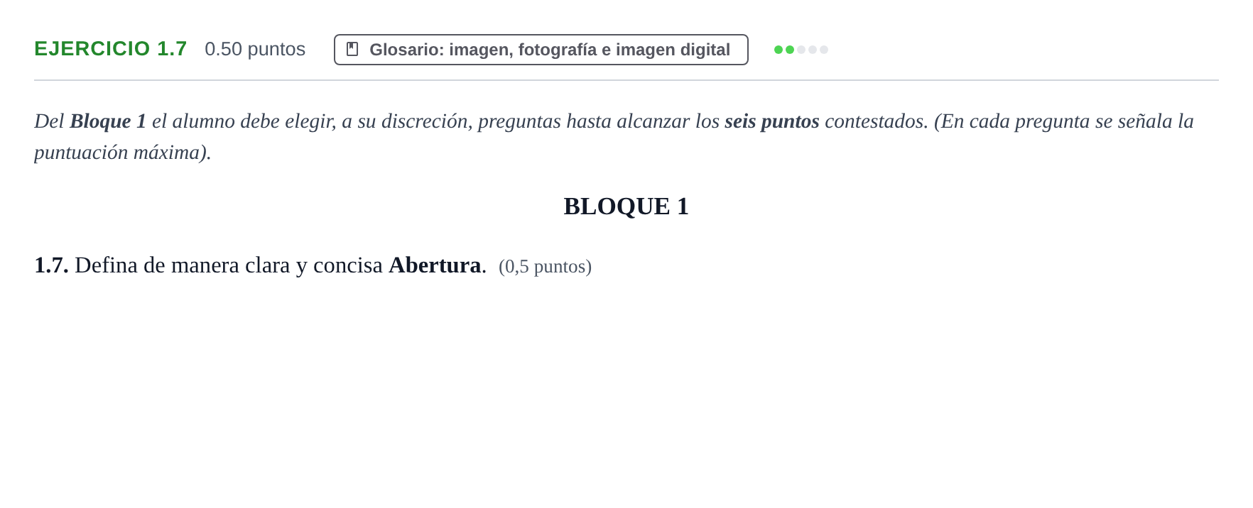 Enunciado: Ejercicio 1.7 · Cultura Audiovisual II PAU Aragón Ordinaria 2021