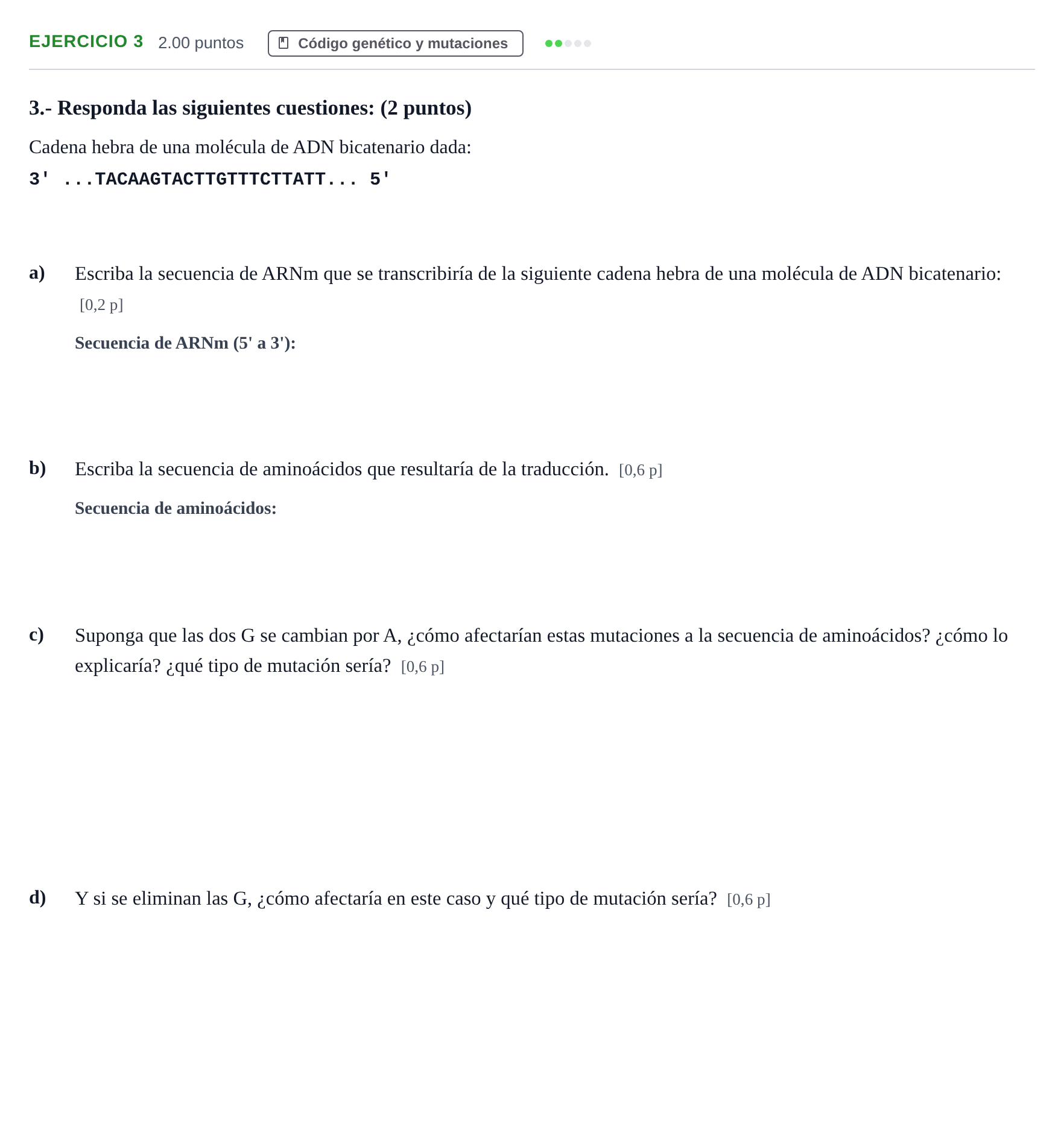 Enunciado: Problema 3 · Biología PAU Aragón Ordinaria 2021