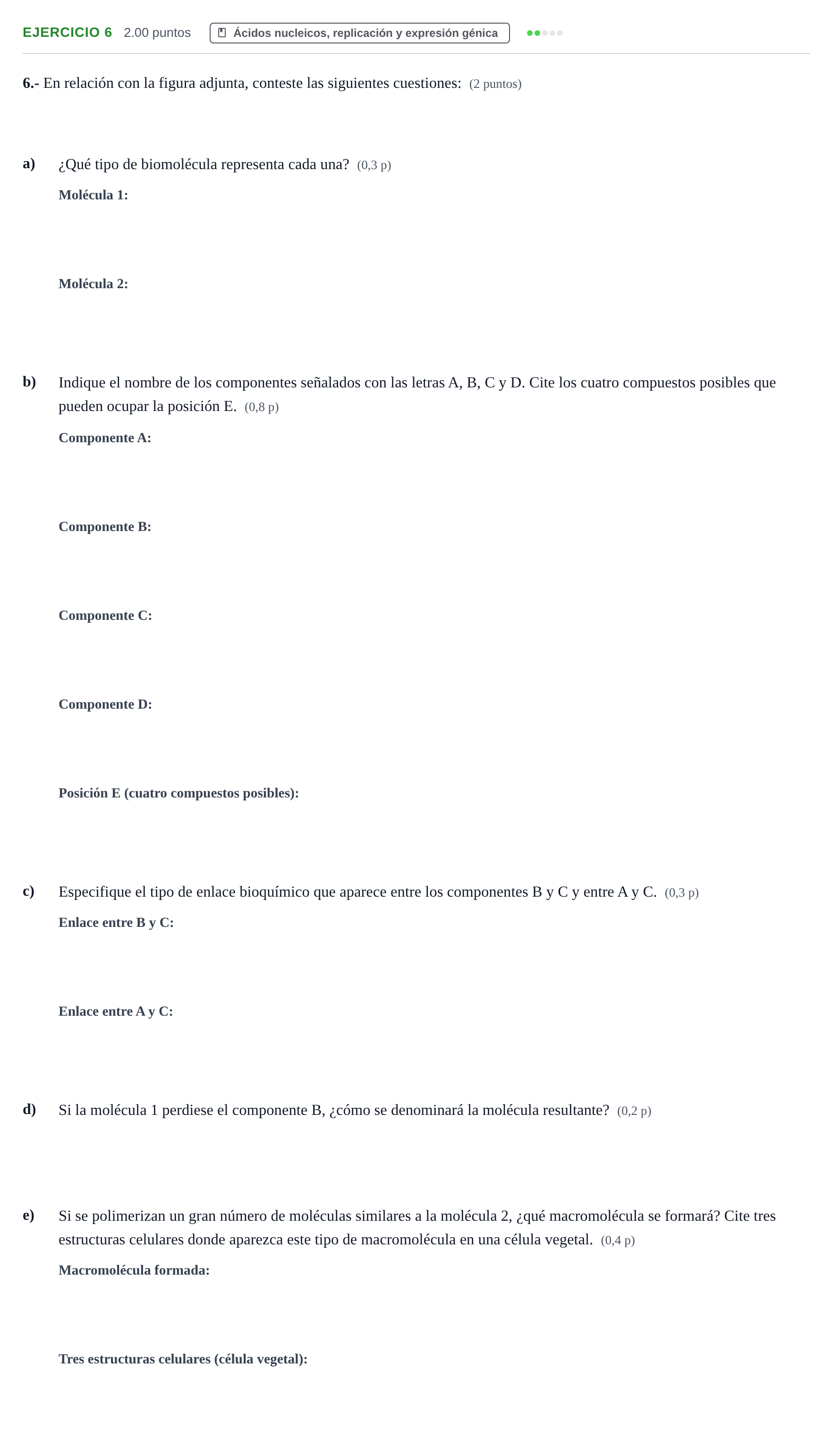 Enunciado: Problema 6 · Biología PAU Aragón Ordinaria 2021