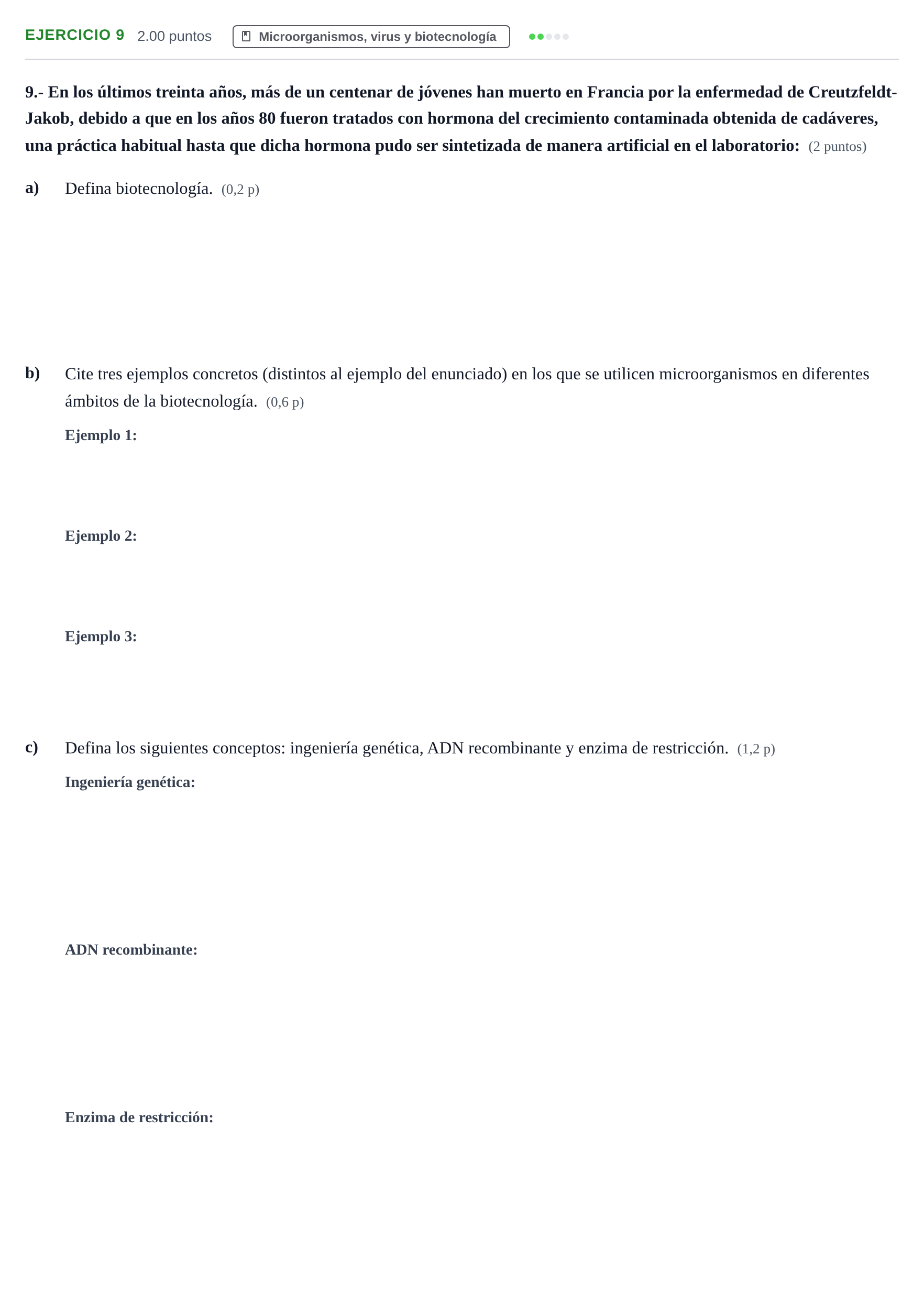 Enunciado: Problema 9 · Biología PAU Aragón Ordinaria 2021