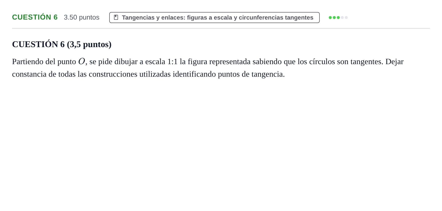 Enunciado: Cuestión 6 · Dibujo técnico II PAU Aragón Ordinaria 2021