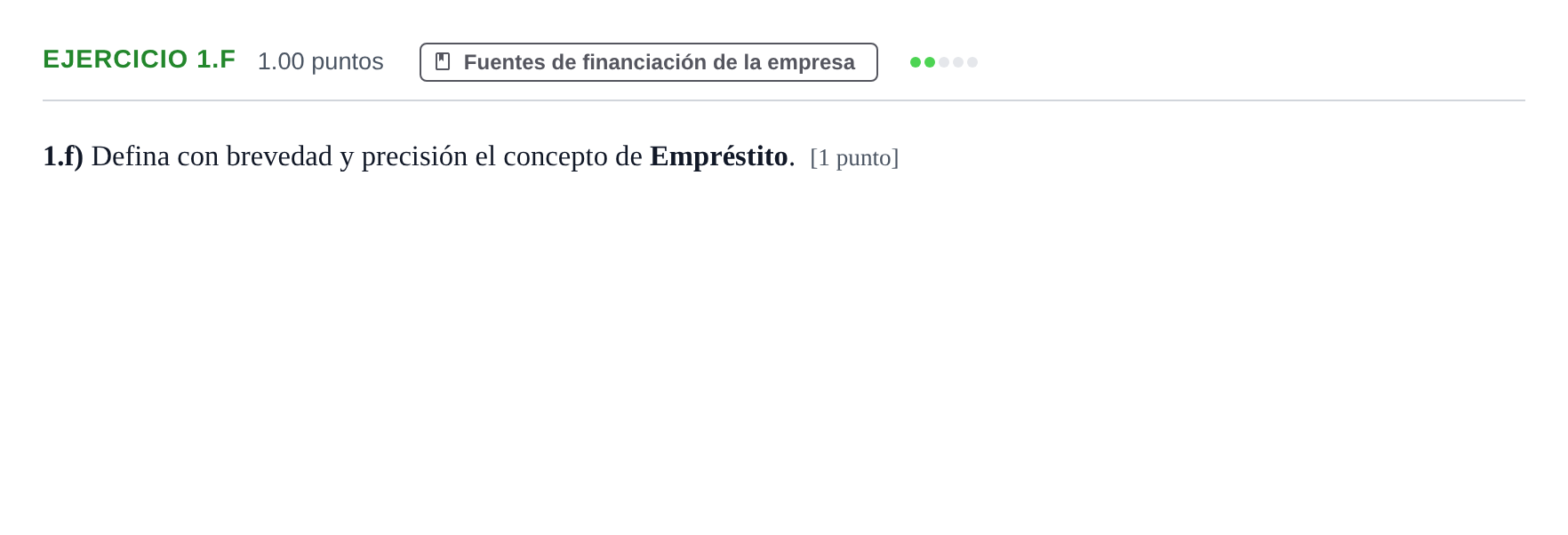 Enunciado: Ejercicio 1.f · Empresa y Diseño de Modelos de Negocio PAU Aragón Extraordinaria 2021