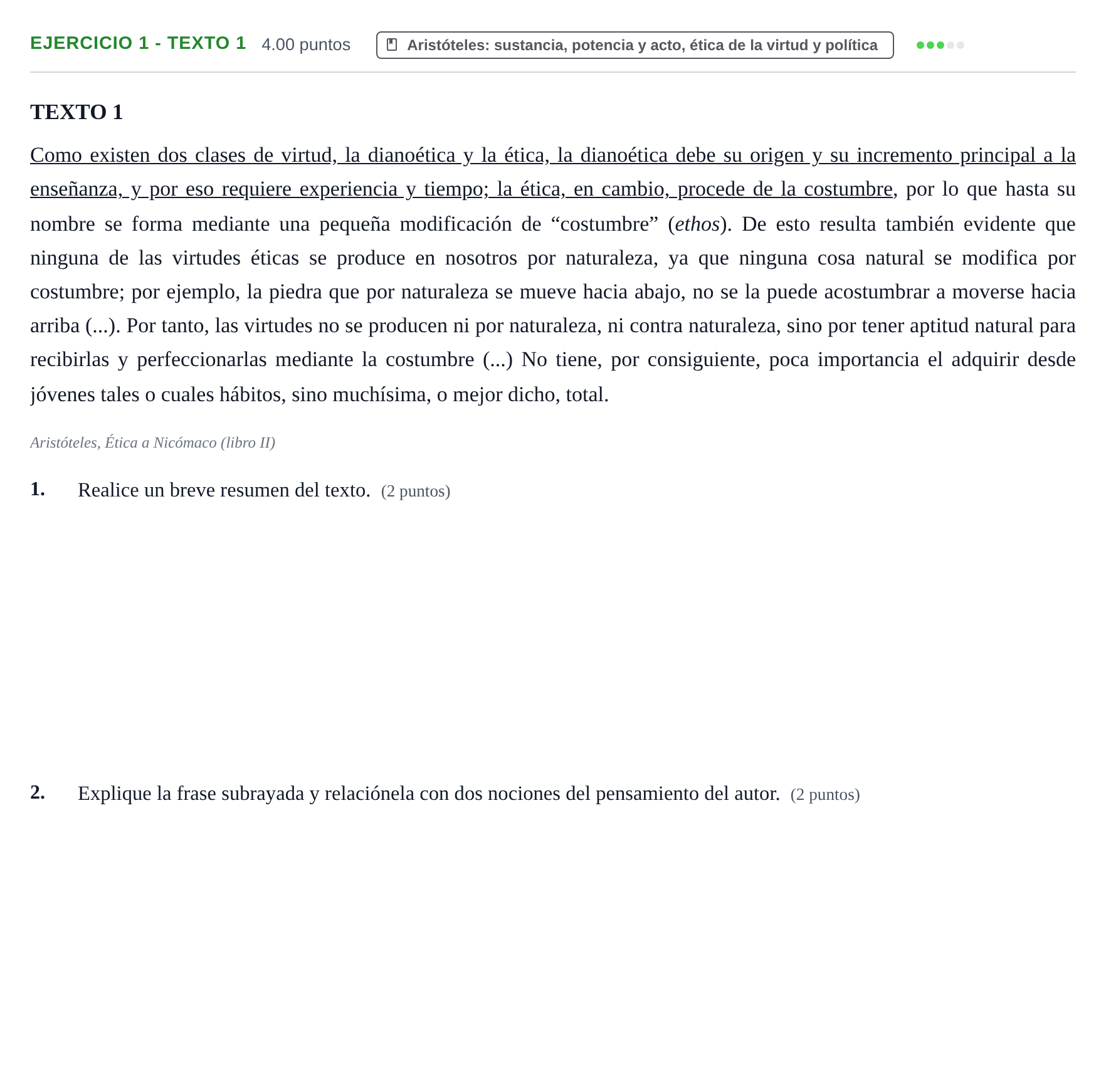 Enunciado: Ejercicio 1 - Texto 1 · Historia de la Filosofía PAU Aragón Extraordinaria 2021
