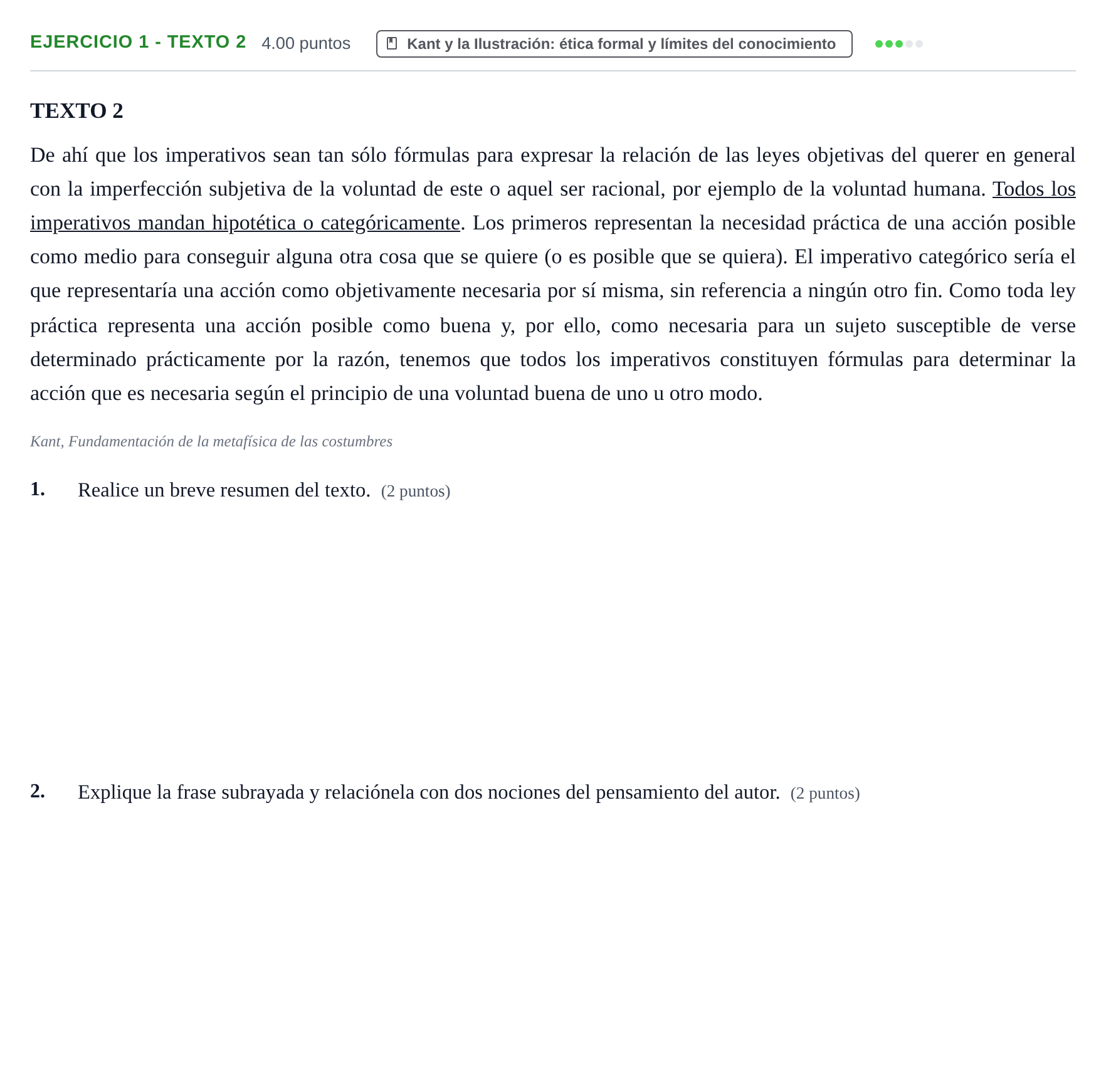 Enunciado: Ejercicio 1 - Texto 2 · Historia de la Filosofía PAU Aragón Extraordinaria 2021