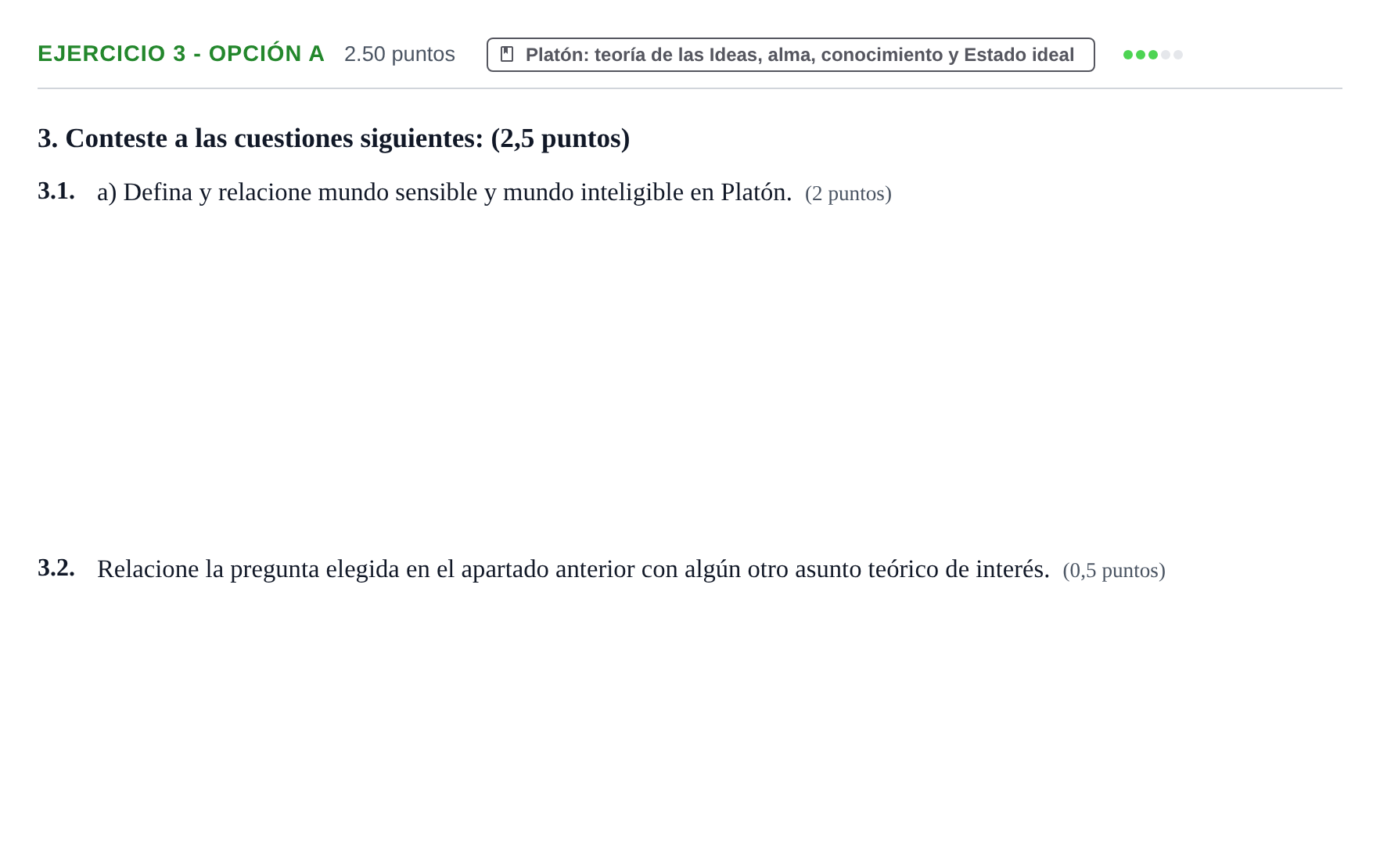 Enunciado: Ejercicio 3 - Opción a · Historia de la Filosofía PAU Aragón Extraordinaria 2021