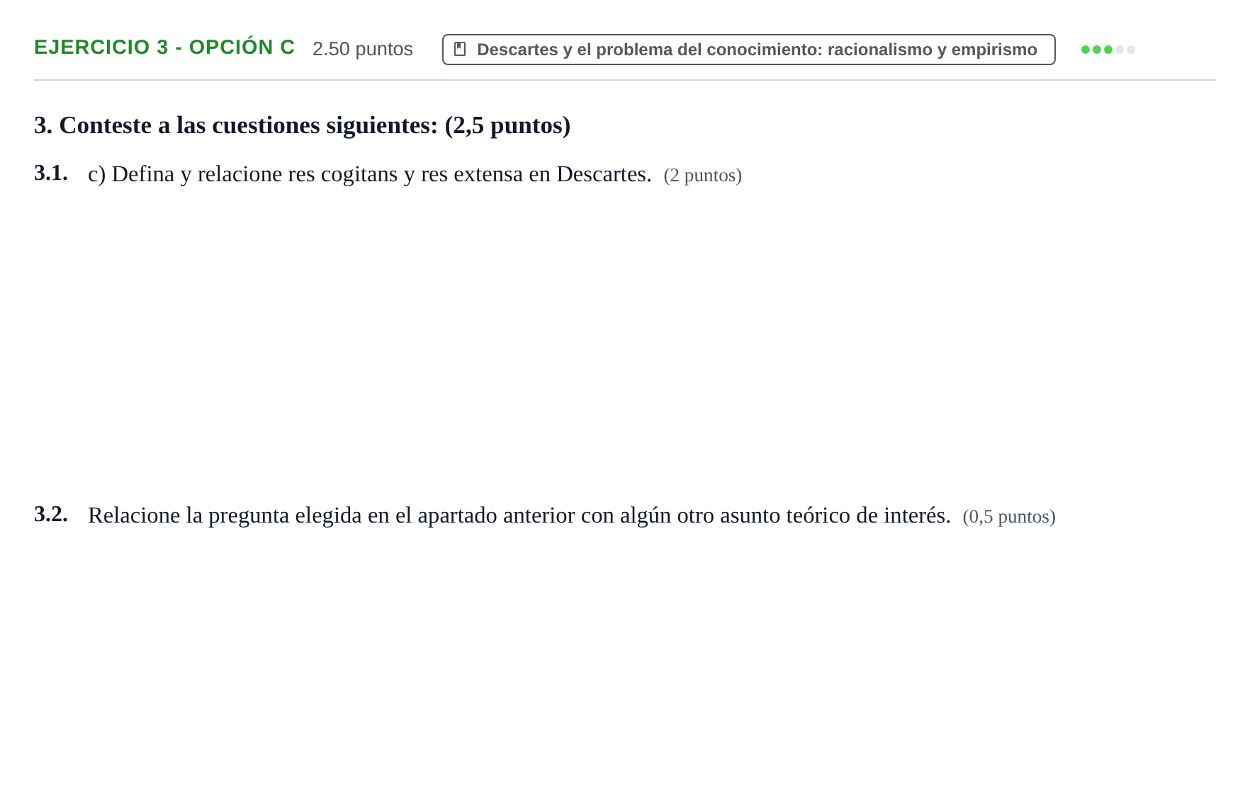 Enunciado: Ejercicio 3 - Opción c · Historia de la Filosofía PAU Aragón Extraordinaria 2021