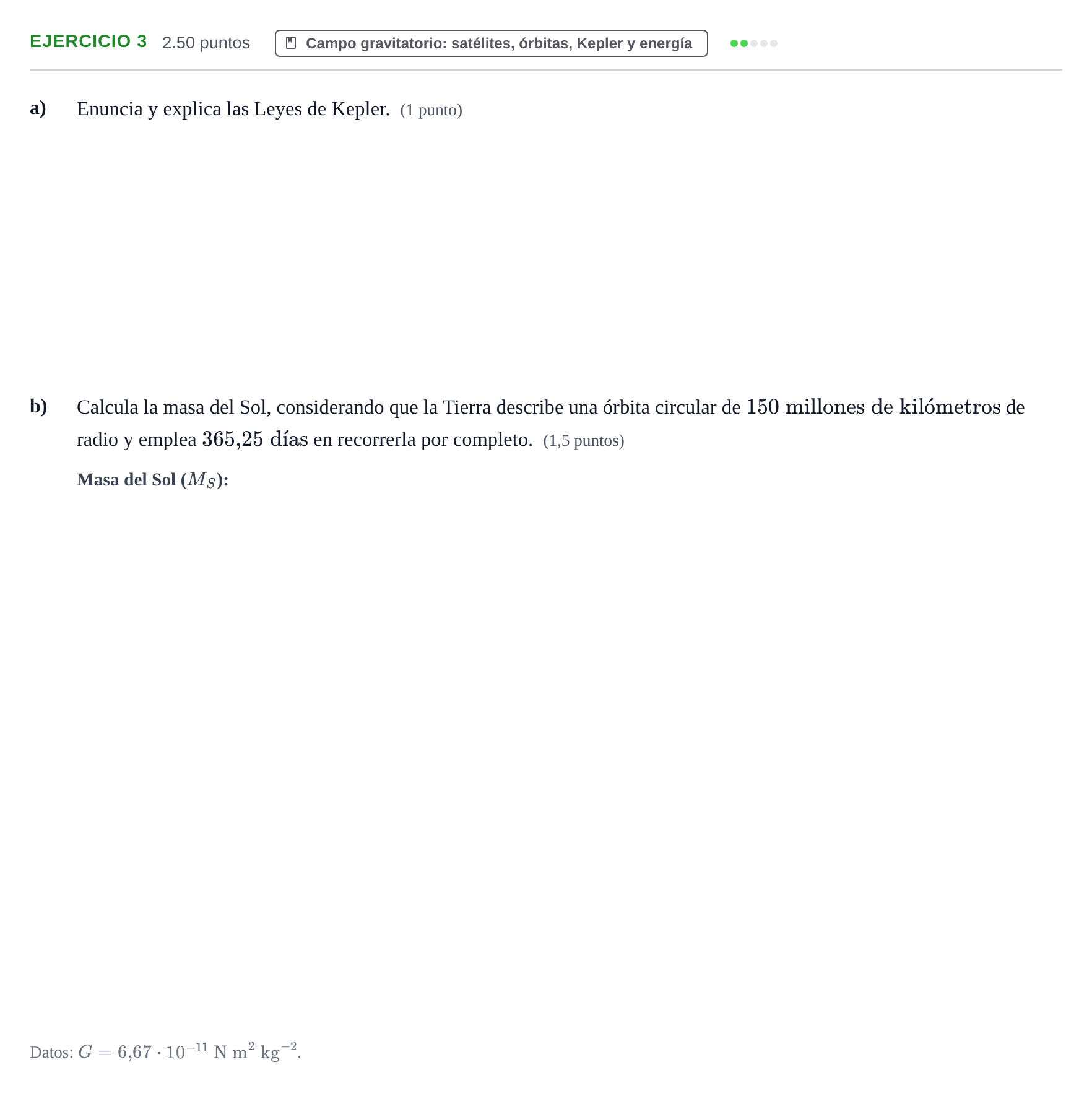 Enunciado: Problema 3 · Física PAU Aragón Extraordinaria 2021