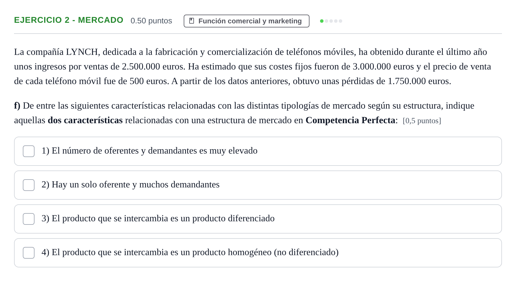 Enunciado: Ejercicio 2 - Mercado · Empresa y Diseño de Modelos de Negocio PAU Aragón Ordinaria 2021