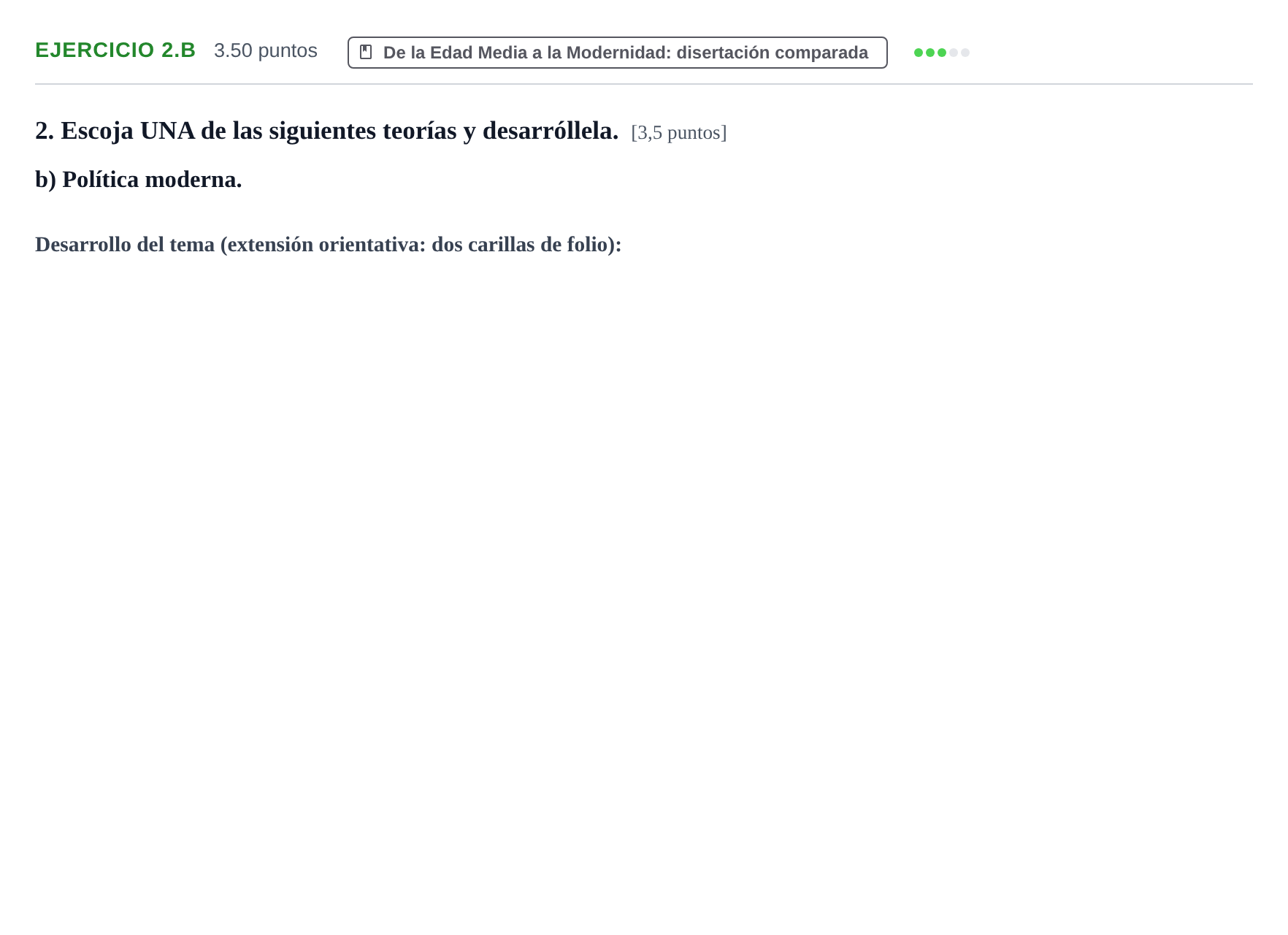 Enunciado: Ejercicio 2.b · Historia de la Filosofía PAU Aragón Ordinaria 2021