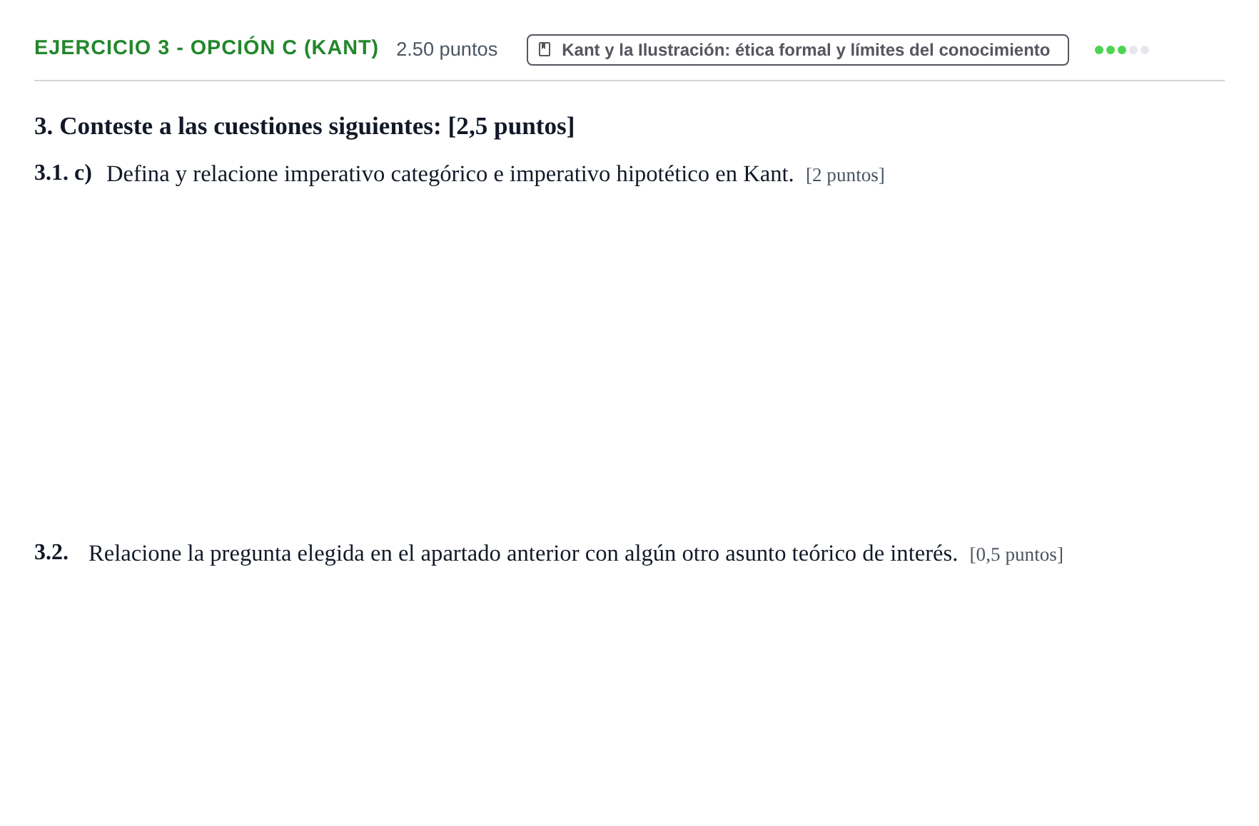 Enunciado: Ejercicio 3 - Opción c (Kant) · Historia de la Filosofía PAU Aragón Ordinaria 2021