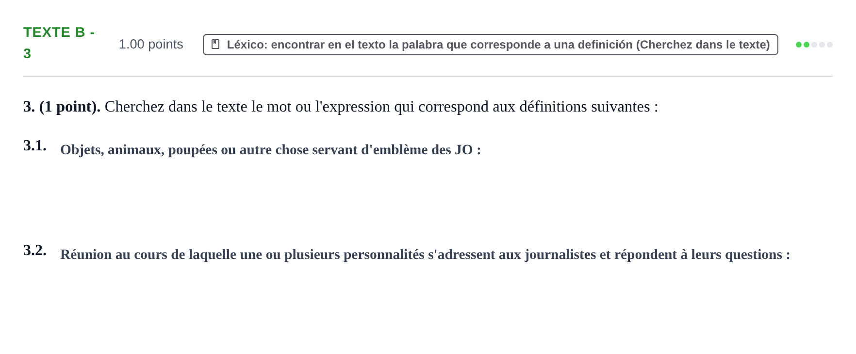 Enunciado: Ejercicio Texte B - 3 · Francés PAU Aragón Extraordinaria 2021