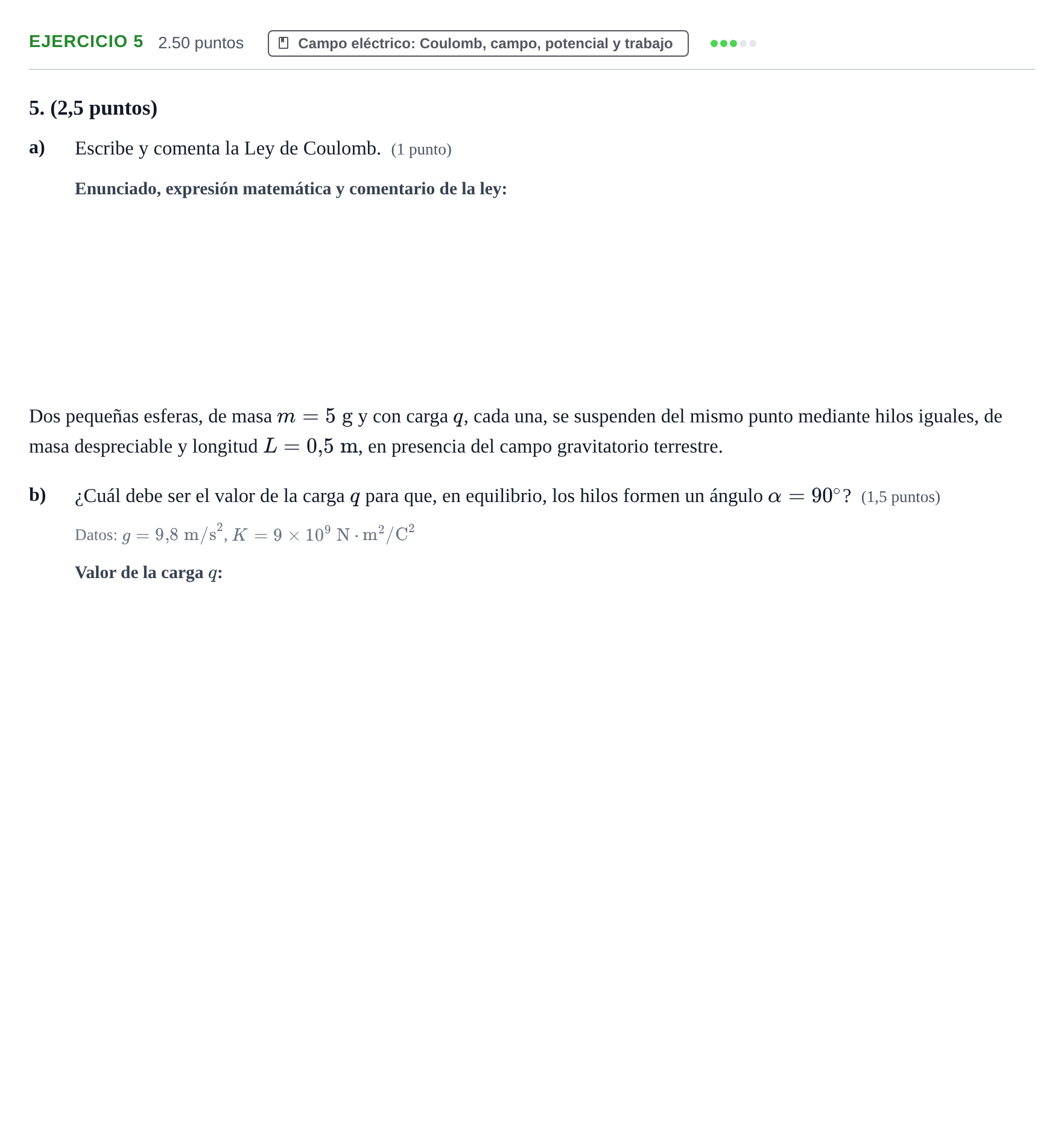 Enunciado: Problema 5 · Física PAU Aragón Ordinaria 2021