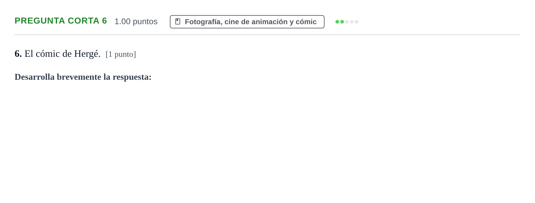 Enunciado: Pregunta corta 6 · Fundamentos Artísticos PAU Aragón Extraordinaria 2021