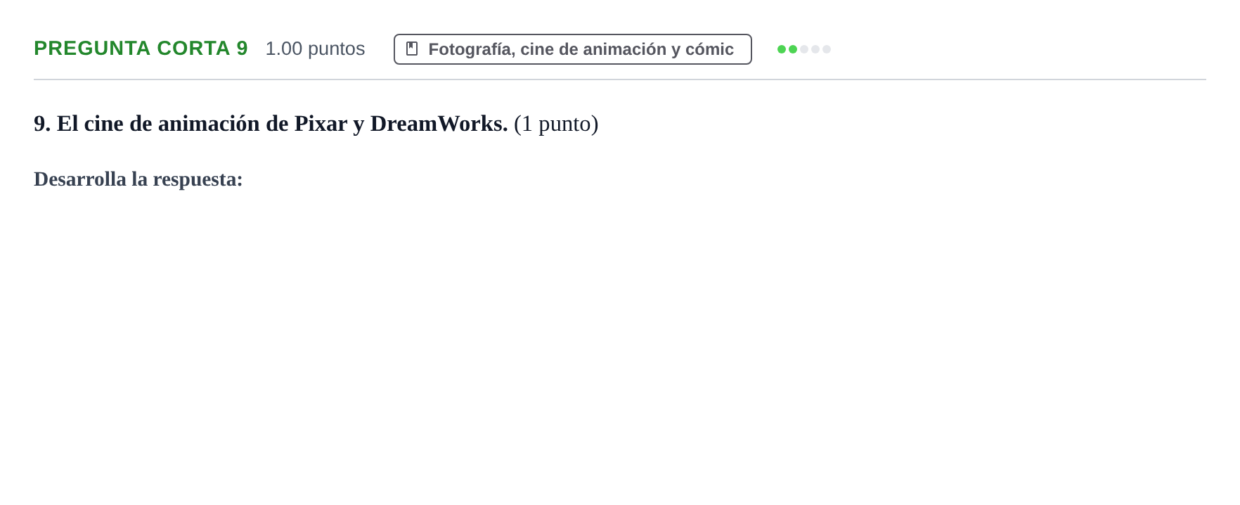 Enunciado: Pregunta corta 9 · Fundamentos Artísticos PAU Aragón Extraordinaria 2021