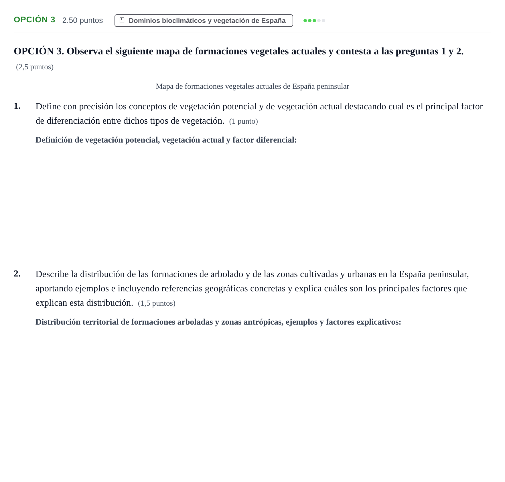 Enunciado: Opción 3 · Geografía PAU Aragón Extraordinaria 2021