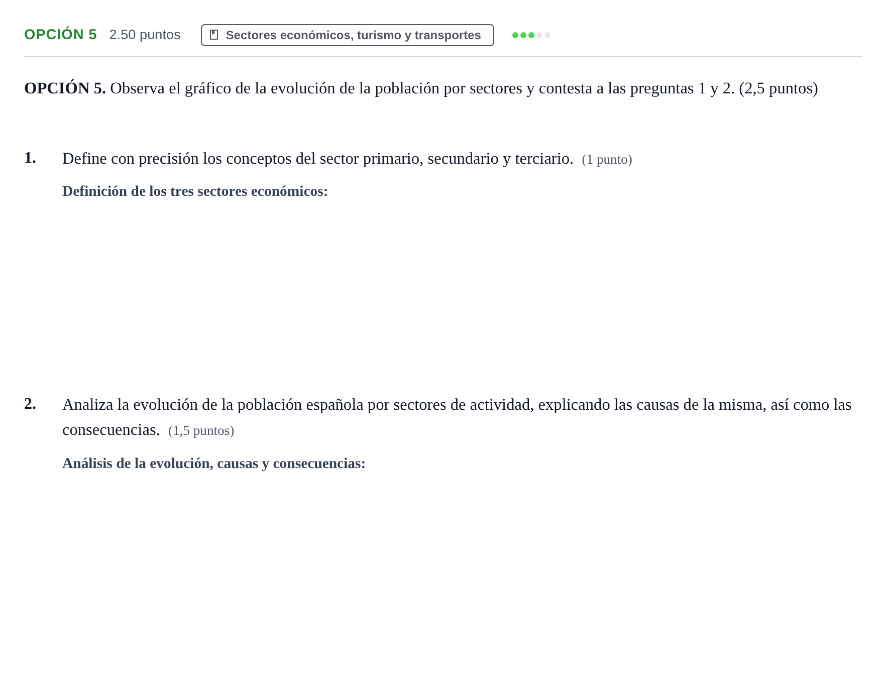 Enunciado: Opción 5 · Geografía PAU Aragón Extraordinaria 2021