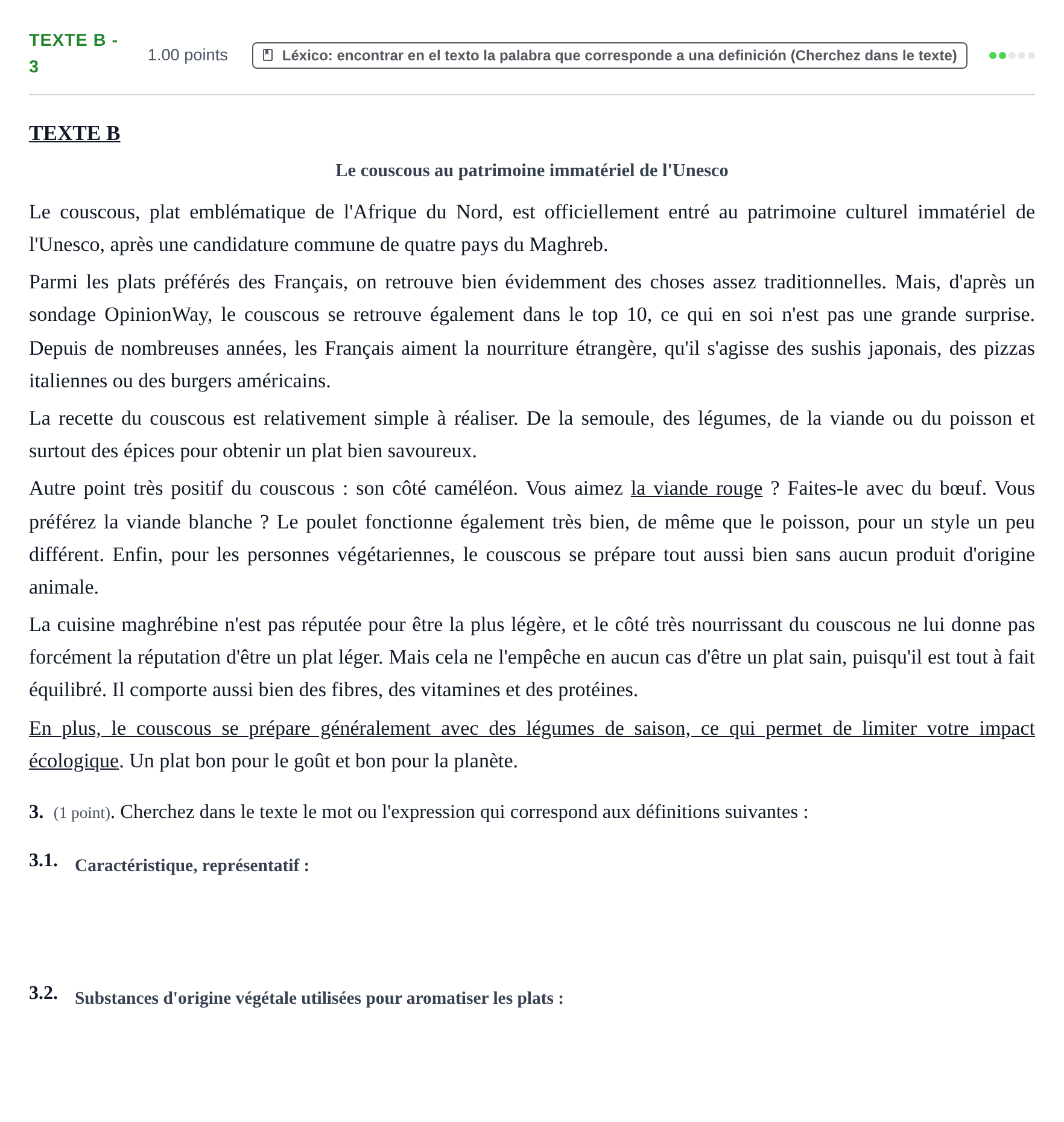 Enunciado: Ejercicio Texte B - 3 · Francés PAU Aragón Ordinaria 2021