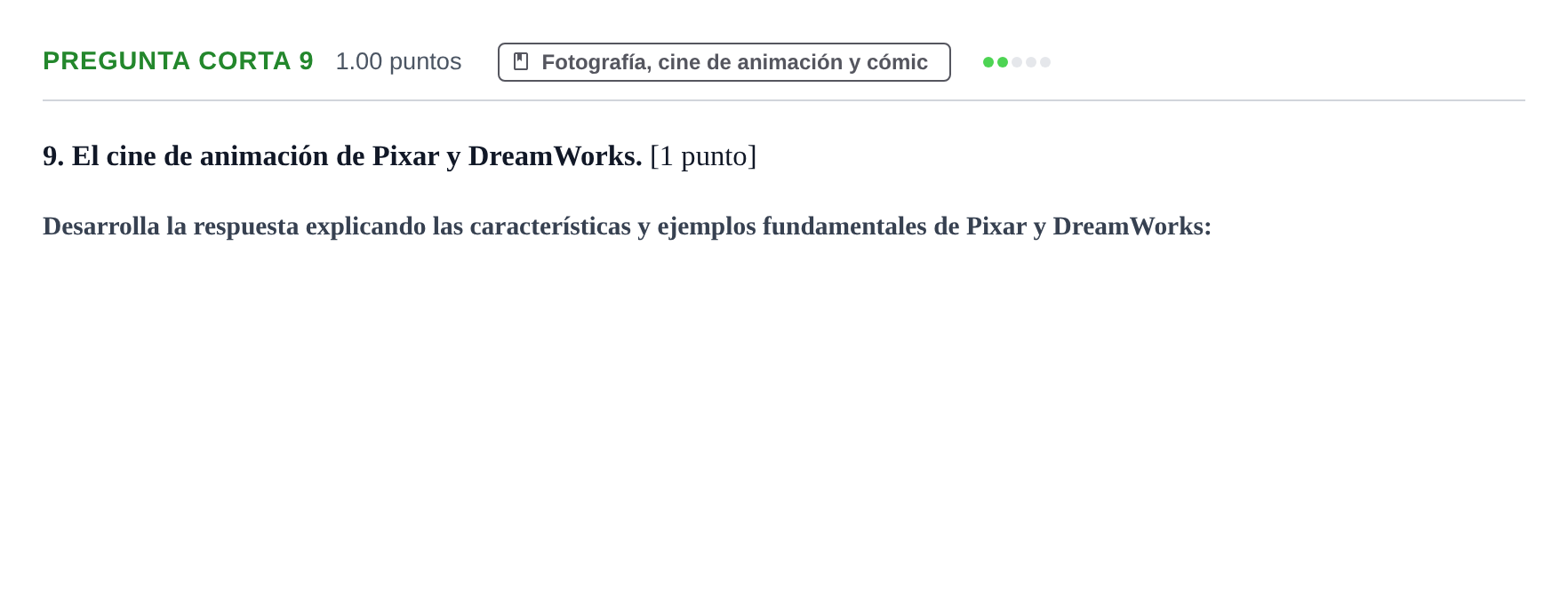 Enunciado: Pregunta corta 9 · Fundamentos Artísticos PAU Aragón Ordinaria 2021