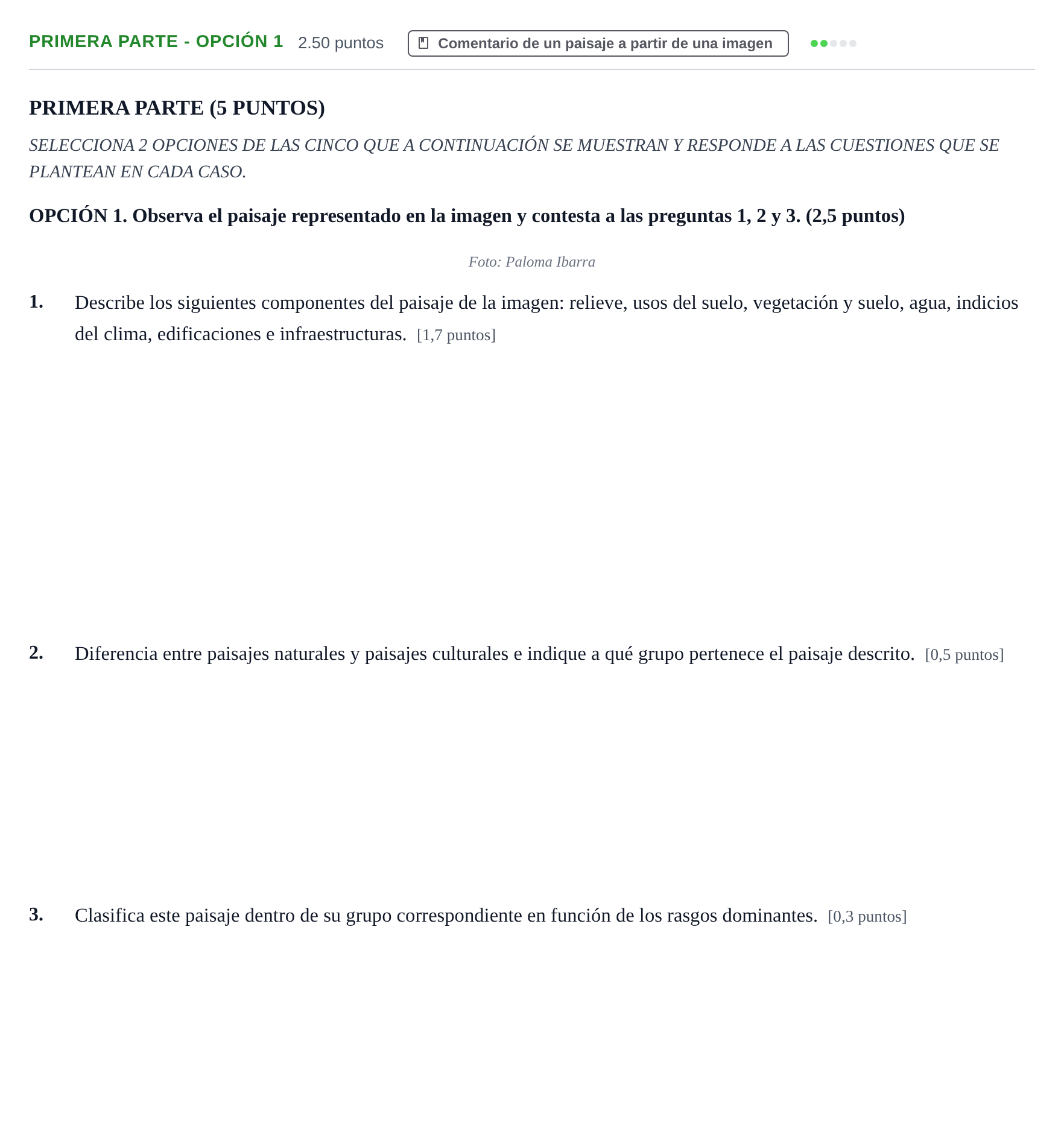 Enunciado: Ejercicio Primera Parte - Opción 1 · Geografía PAU Aragón Ordinaria 2021