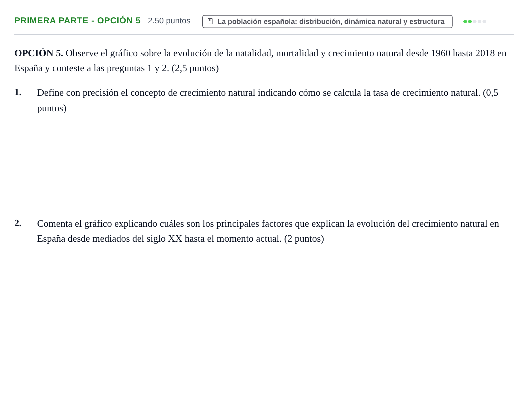Enunciado: Ejercicio Primera Parte - Opción 5 · Geografía PAU Aragón Ordinaria 2021