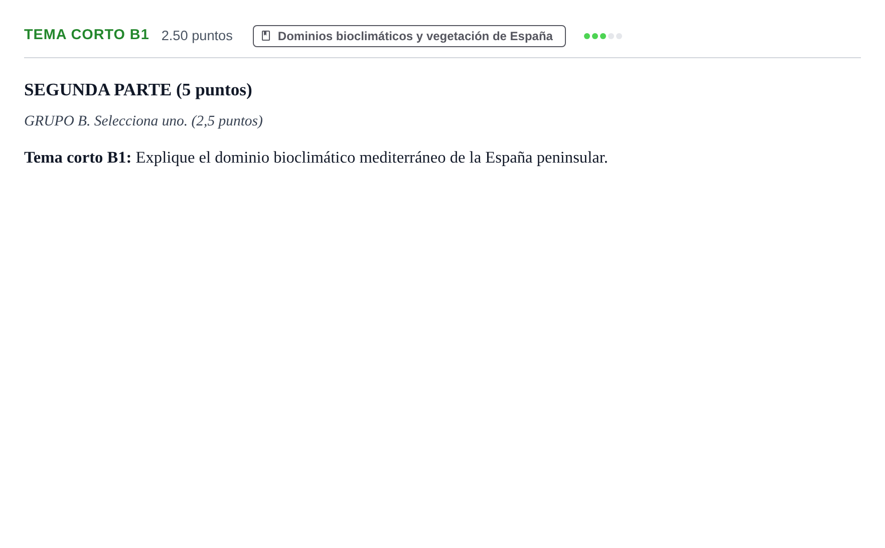 Enunciado: Ejercicio Tema corto B1 · Geografía PAU Aragón Ordinaria 2021