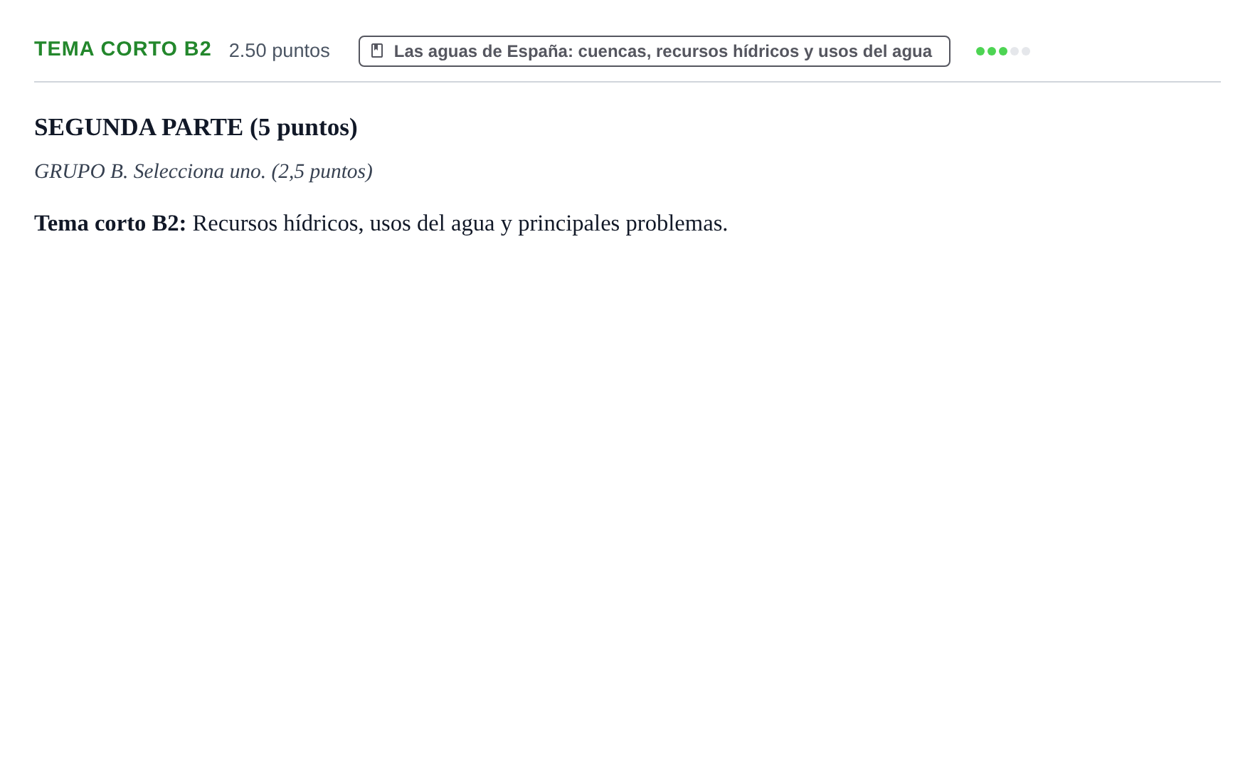 Enunciado: Ejercicio Tema corto B2 · Geografía PAU Aragón Ordinaria 2021
