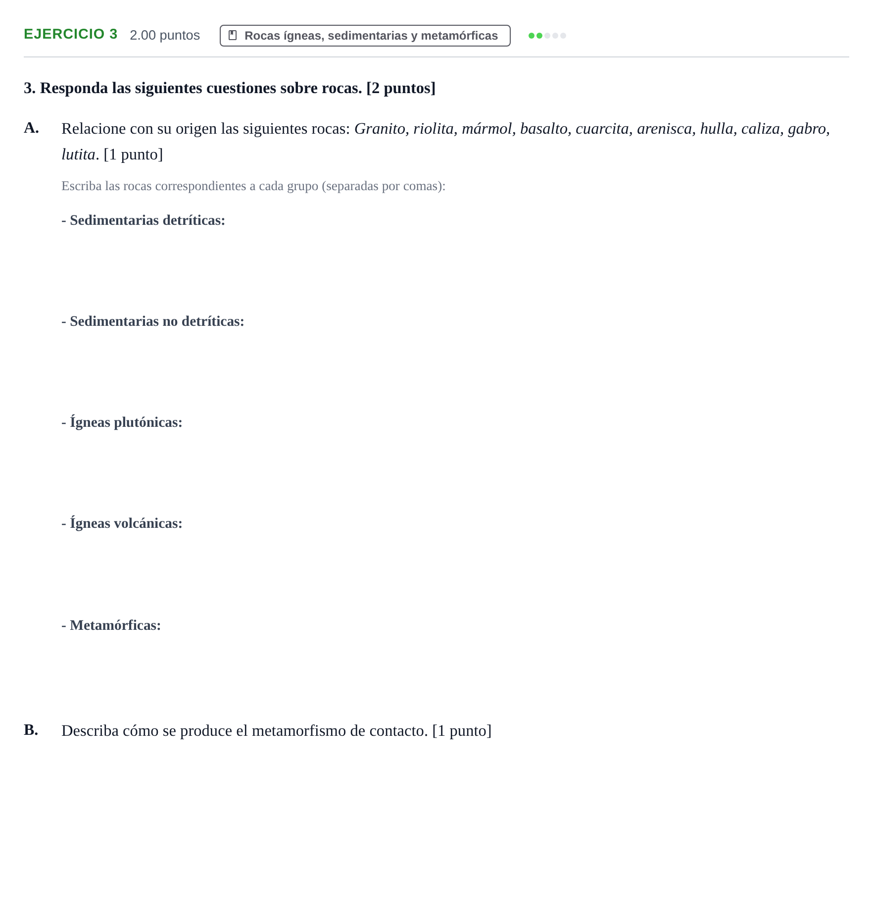 Enunciado: Problema 3 · Geología y Ciencias Ambientales PAU Aragón Extraordinaria 2021