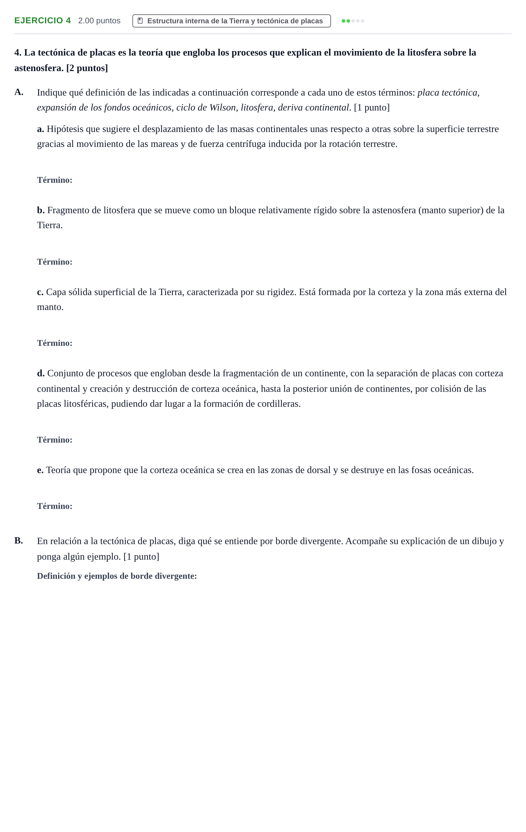 Enunciado: Problema 4 · Geología y Ciencias Ambientales PAU Aragón Extraordinaria 2021