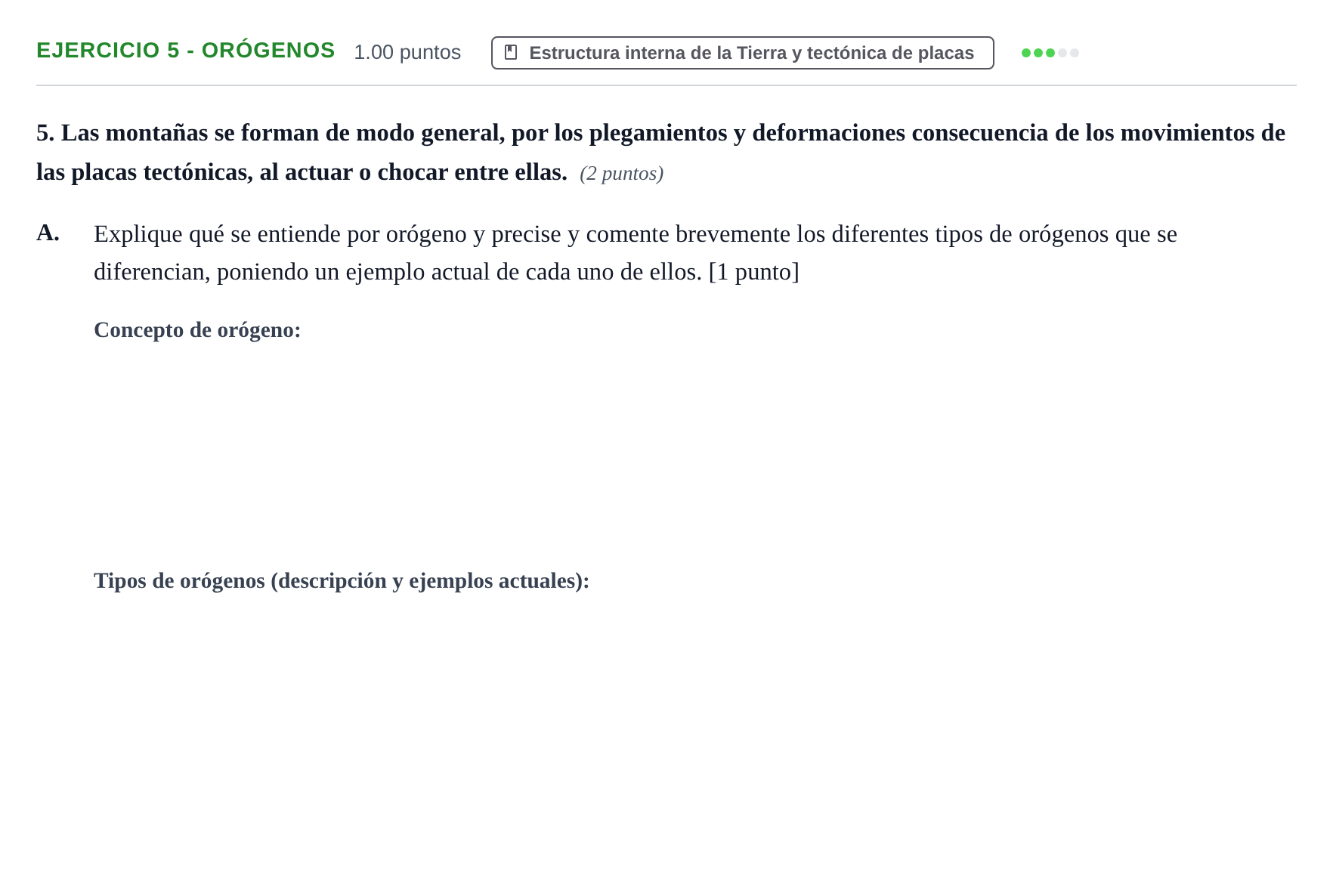 Enunciado: Ejercicio 5 - Orógenos · Geología y Ciencias Ambientales PAU Aragón Extraordinaria 2021