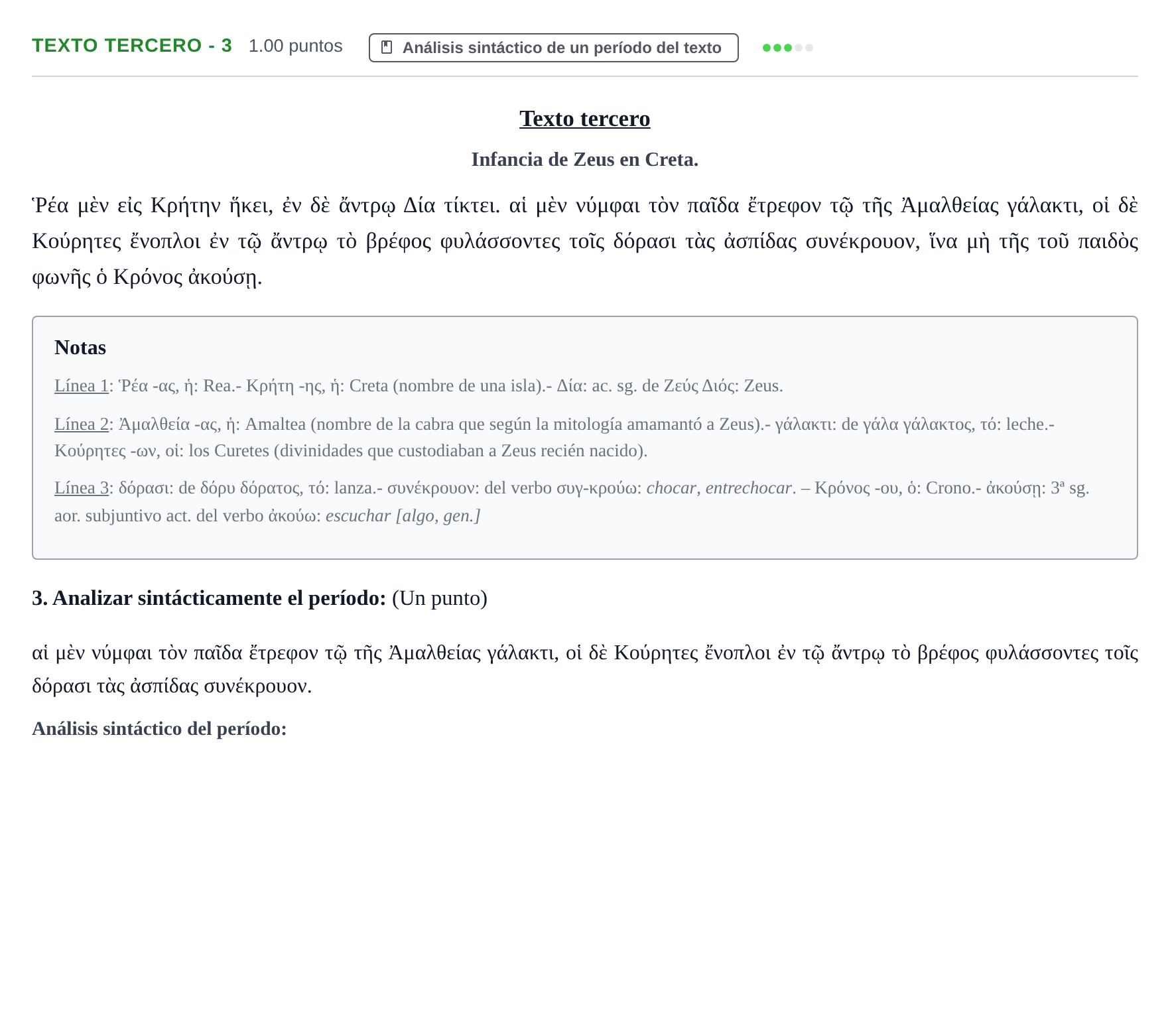Enunciado: Ejercicio Texto tercero - 3 · Griego II PAU Aragón Extraordinaria 2021