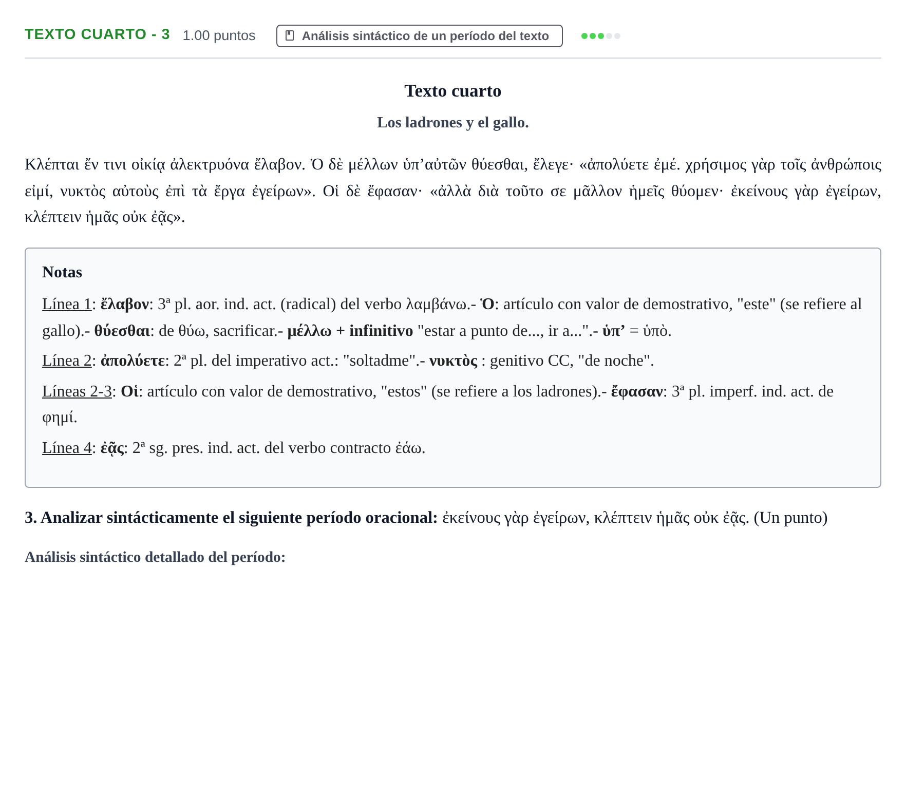 Enunciado: Ejercicio Texto cuarto - 3 · Griego II PAU Aragón Extraordinaria 2021