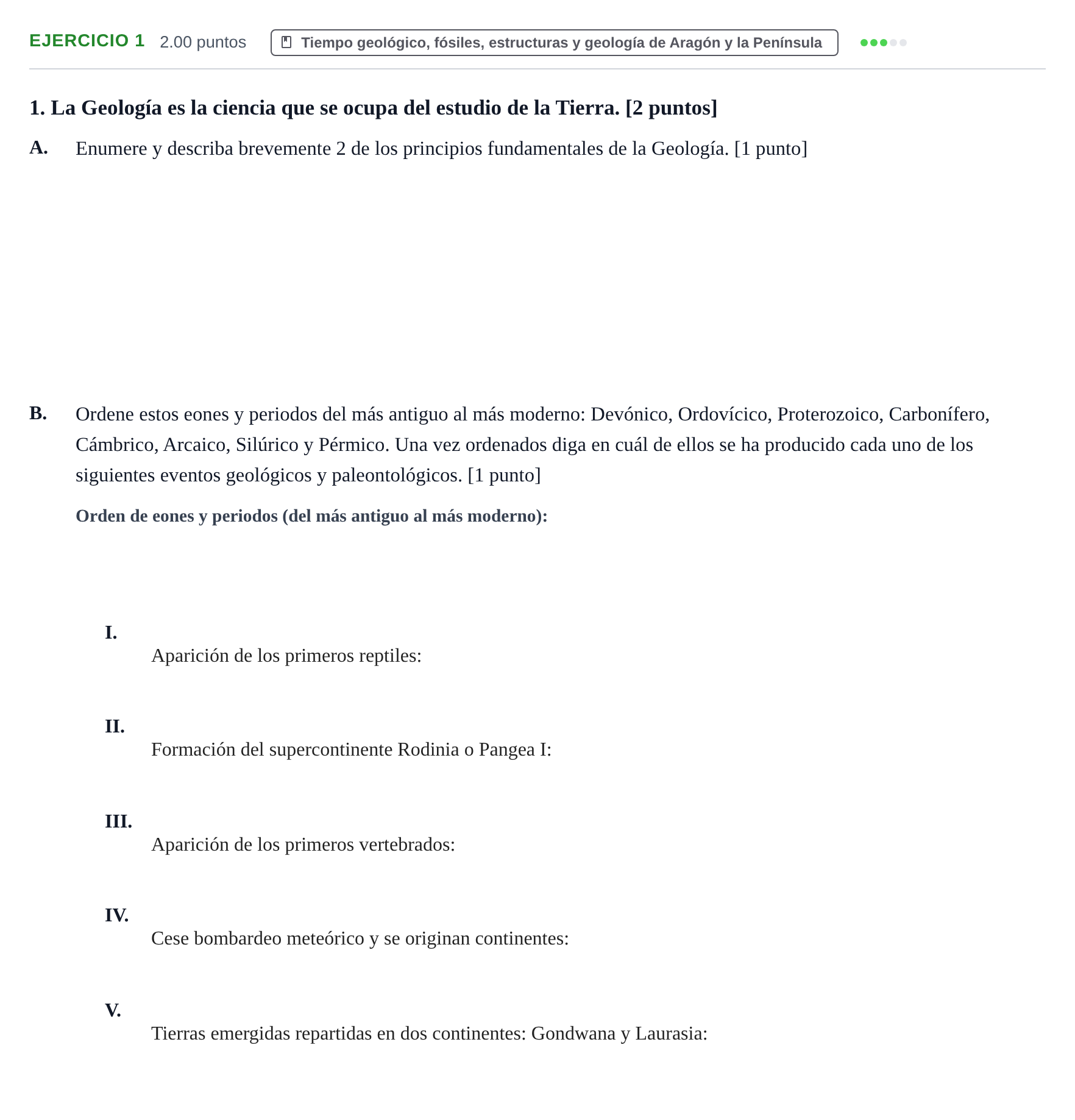 Enunciado: Problema 1 · Geología y Ciencias Ambientales PAU Aragón Ordinaria 2021