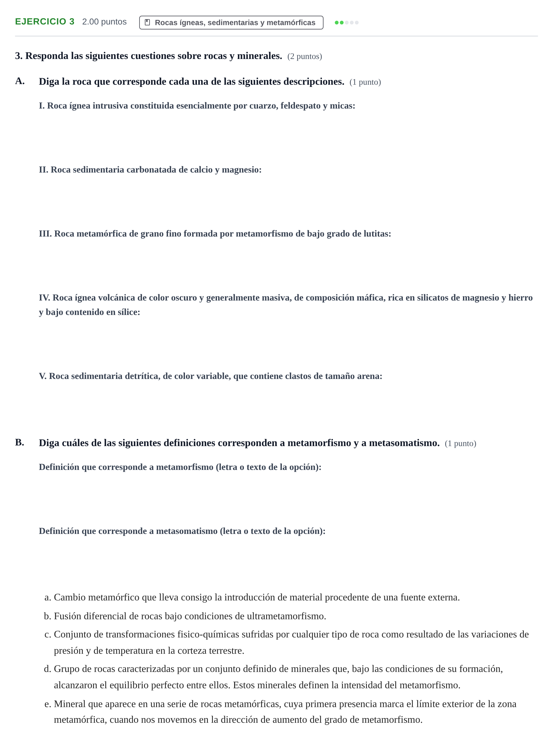Enunciado: Problema 3 · Geología y Ciencias Ambientales PAU Aragón Ordinaria 2021