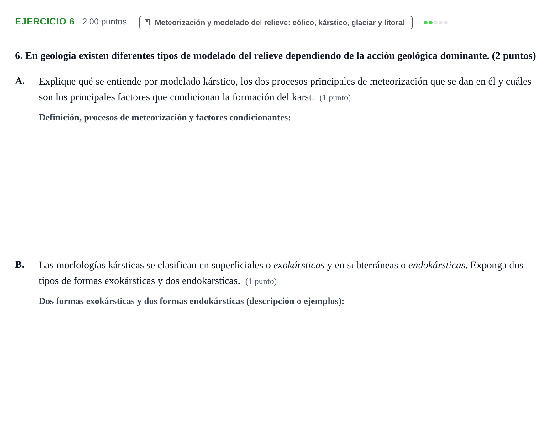 Enunciado: Problema 6 · Geología y Ciencias Ambientales PAU Aragón Ordinaria 2021
