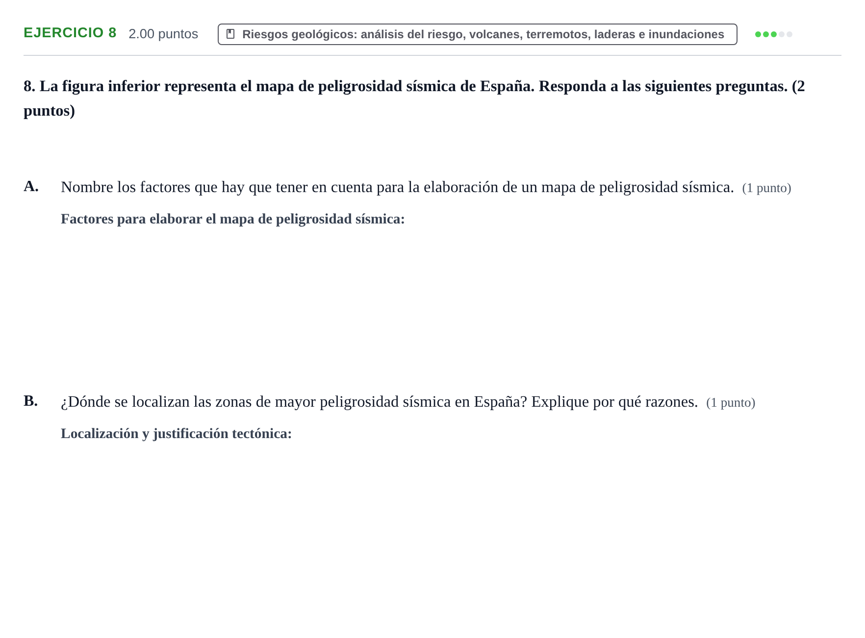 Enunciado: Problema 8 · Geología y Ciencias Ambientales PAU Aragón Ordinaria 2021