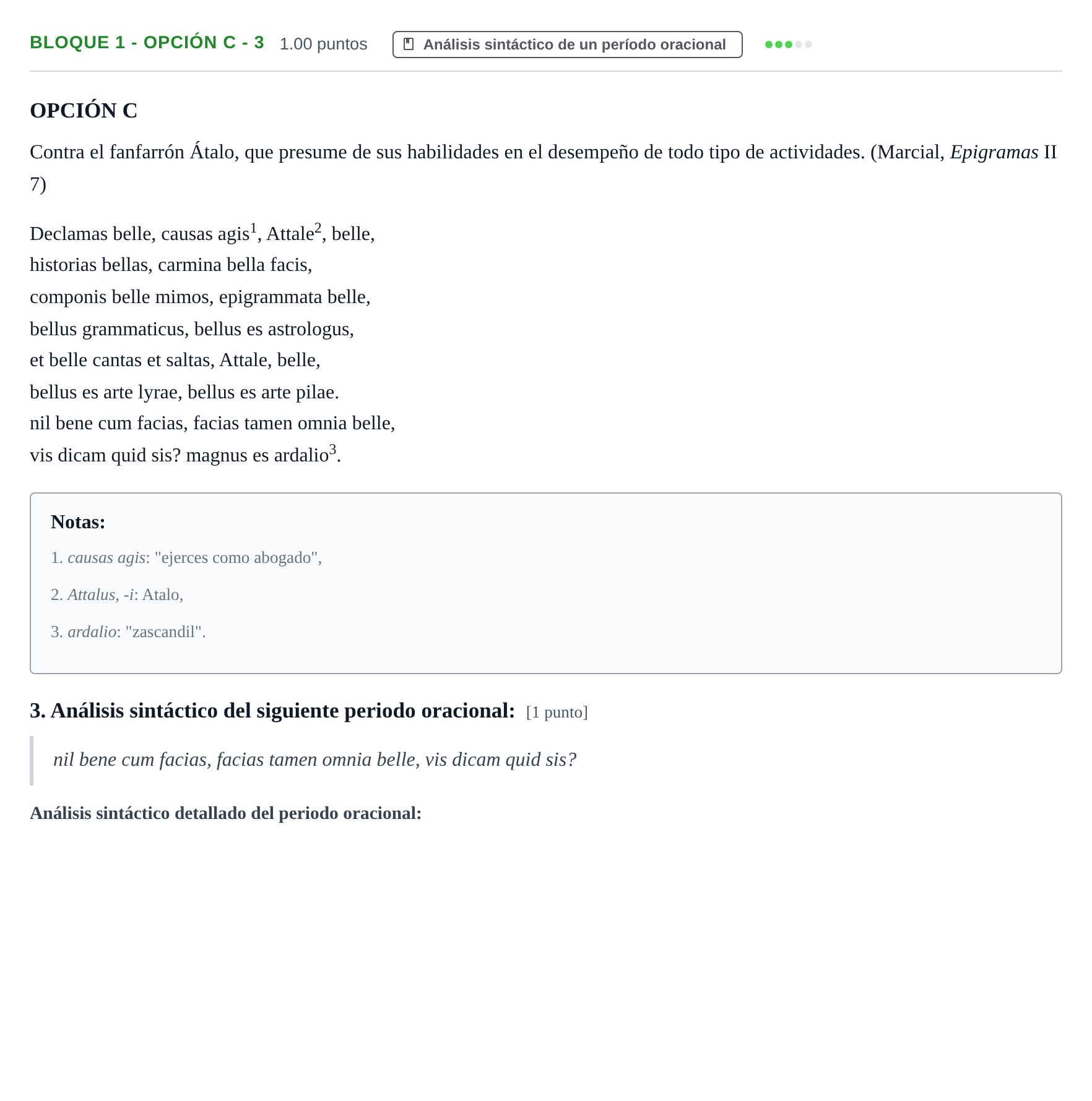 Enunciado: Bloque 1 - Opción C - 3 · Latín II PAU Aragón Extraordinaria 2021