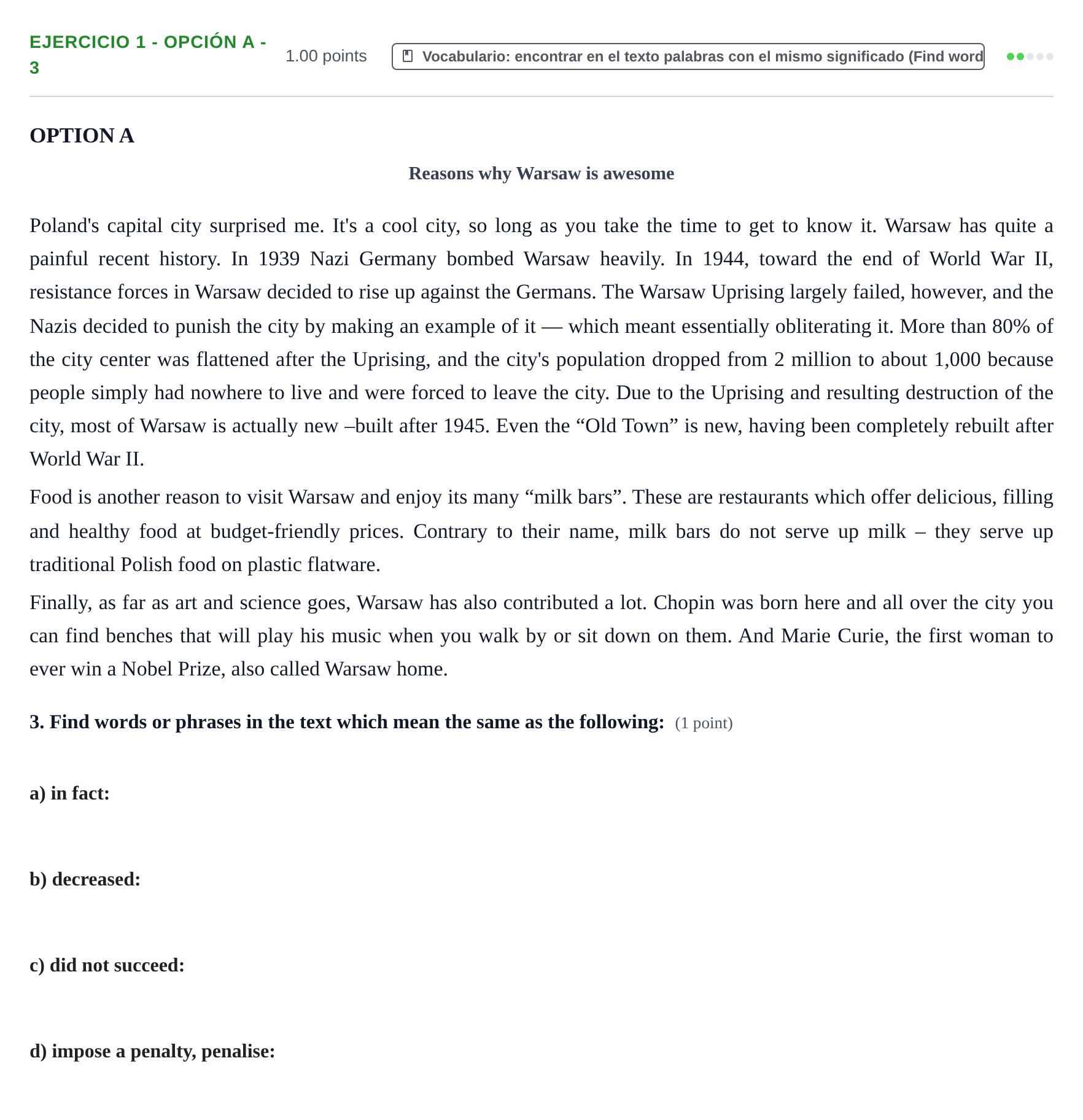 Enunciado: Ejercicio 1 - Opción A - 3 · Inglés PAU Aragón Ordinaria 2021