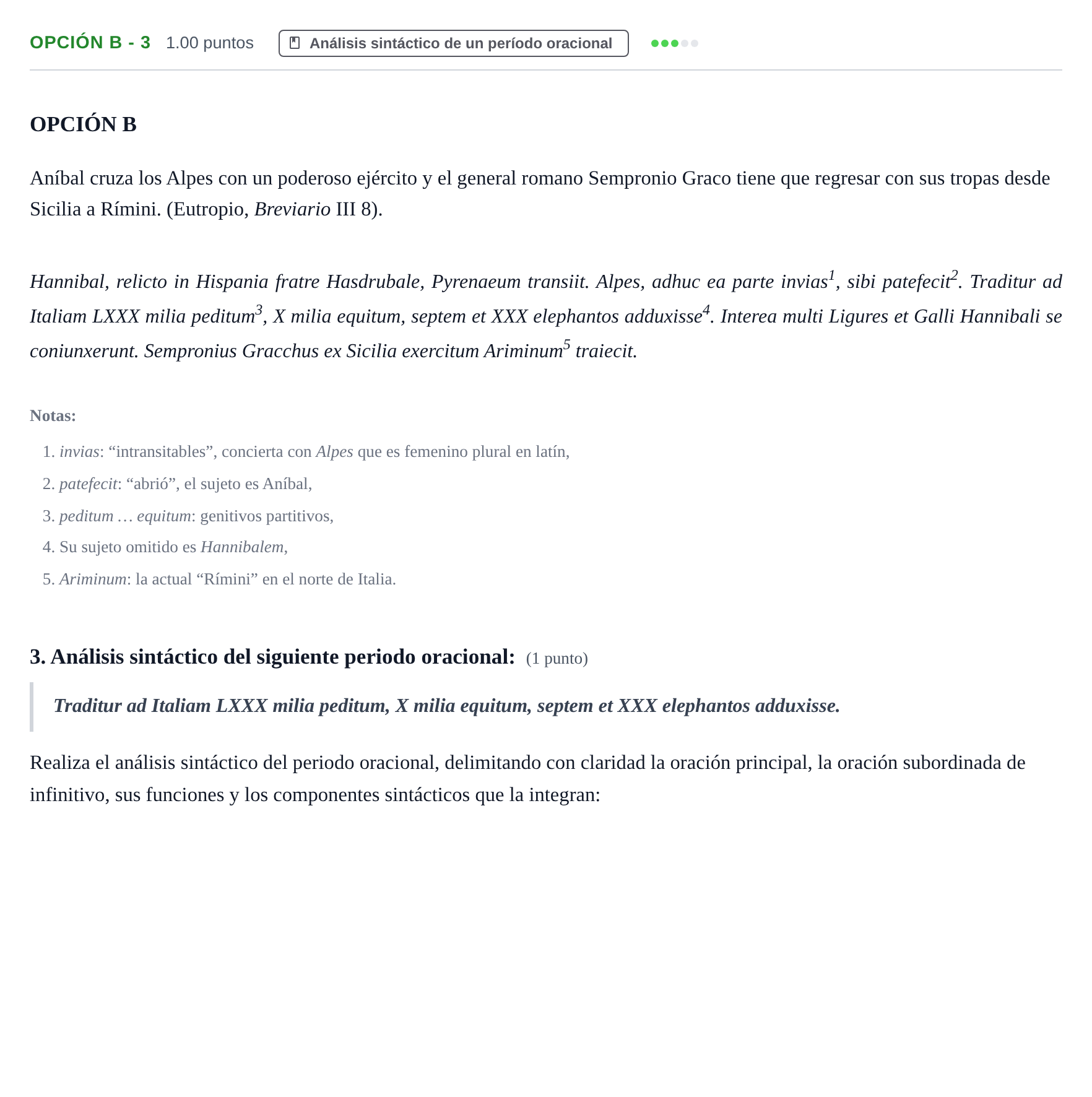 Enunciado: Opción B - 3 · Latín II PAU Aragón Ordinaria 2021