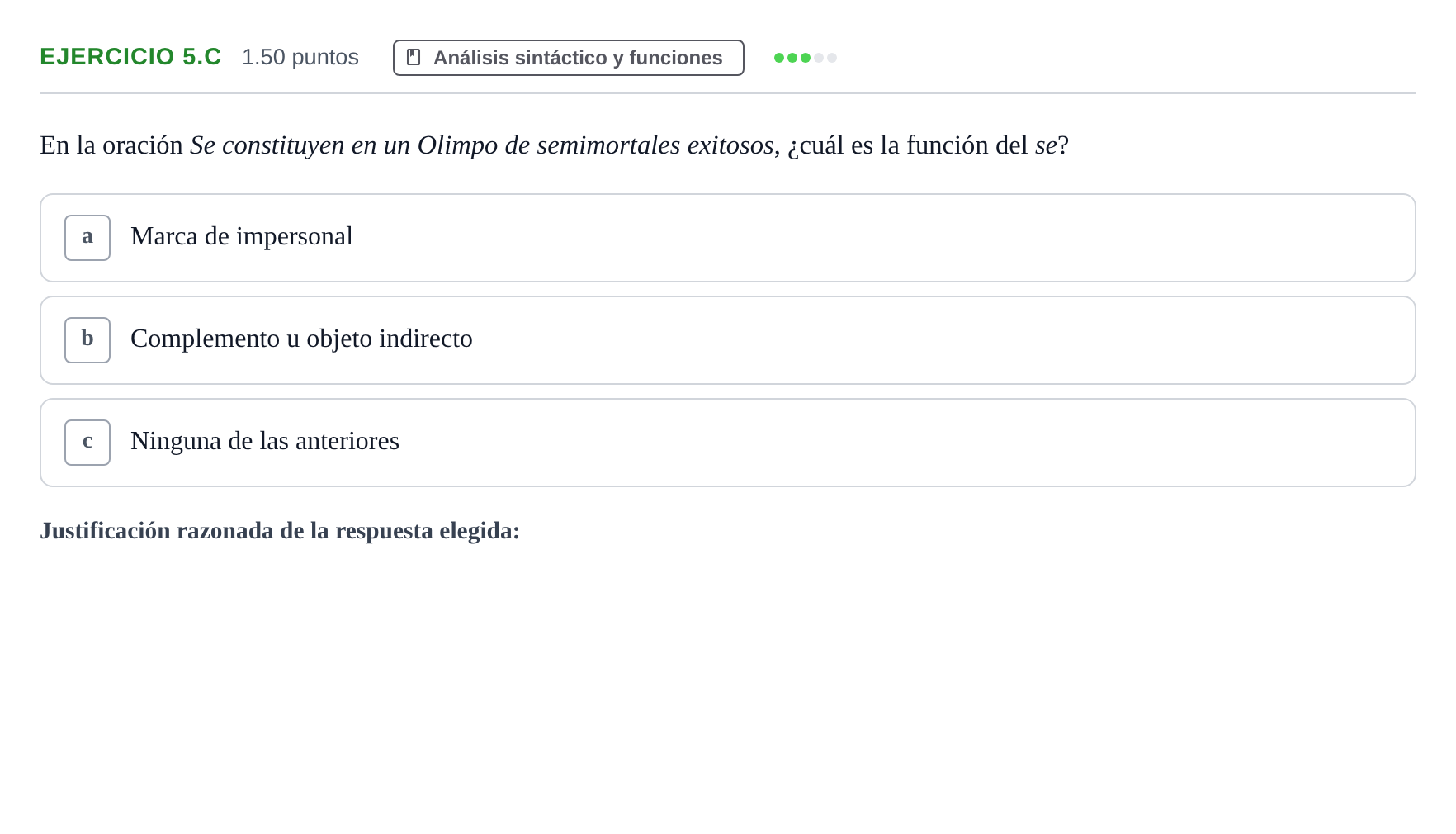 Enunciado: Ejercicio 5.c · Lengua Castellana y Literatura II PAU Aragón Extraordinaria 2021