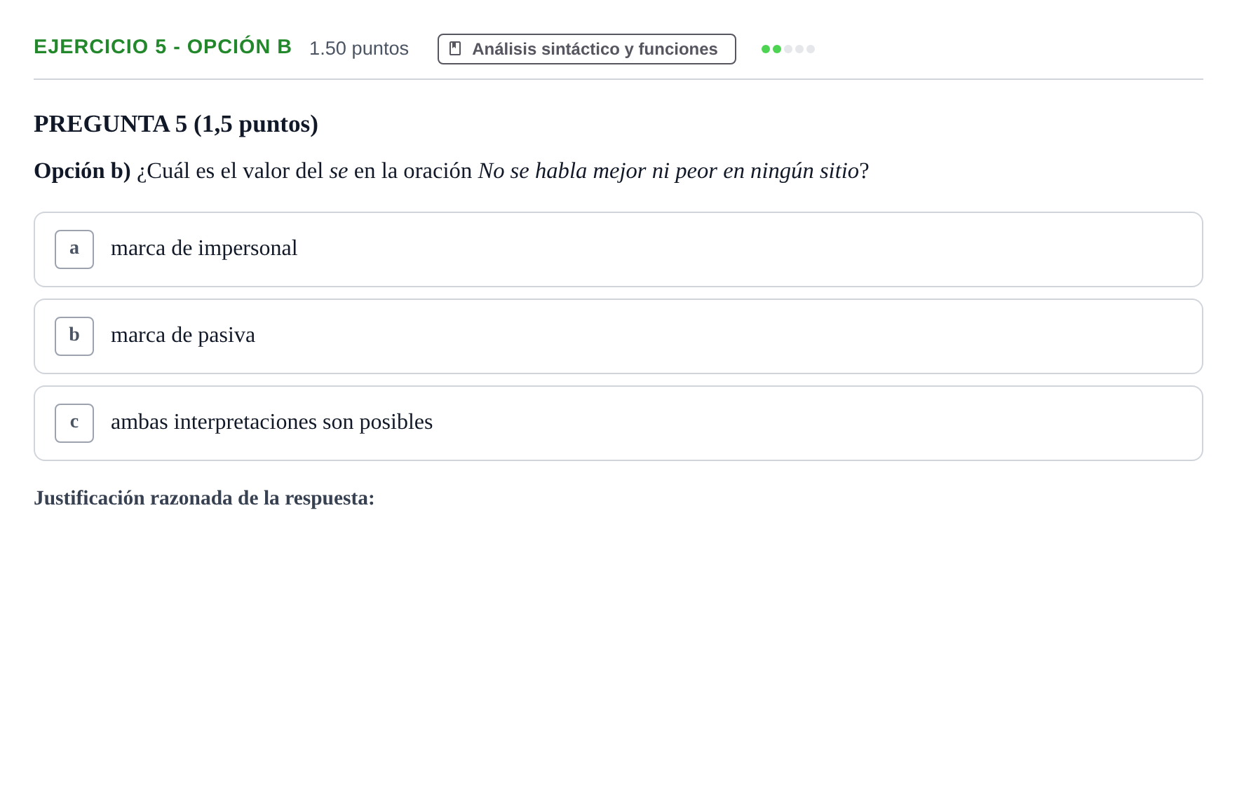 Enunciado: Ejercicio 5 - Opción B · Lengua Castellana y Literatura II PAU Aragón Ordinaria 2021