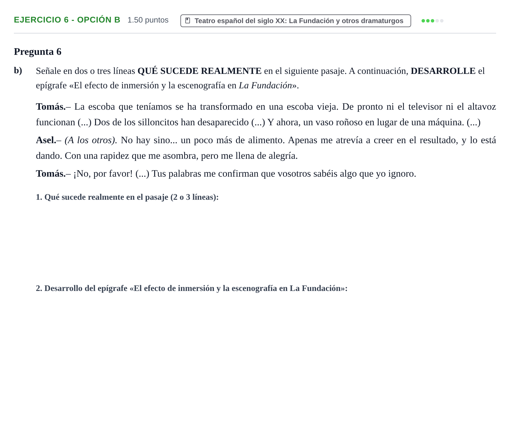 Enunciado: Ejercicio 6 - Opción B · Lengua Castellana y Literatura II PAU Aragón Ordinaria 2021