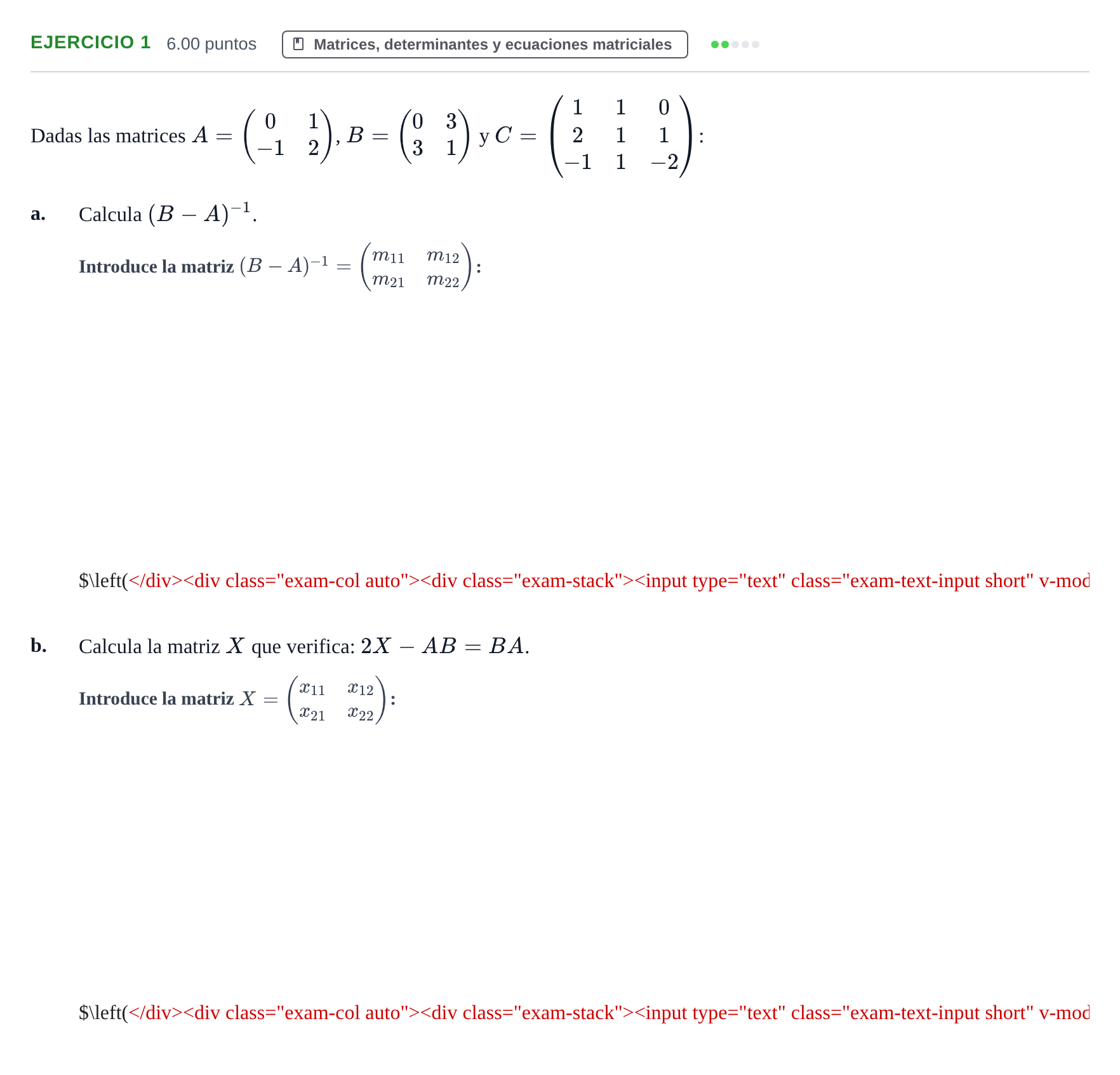 Enunciado: Ejercicio 1 - Matrices, determinantes y ecuaciones matricia… · Matemáticas aplicadas a las Ciencias Sociales II PAU Aragón Ordinaria 2021