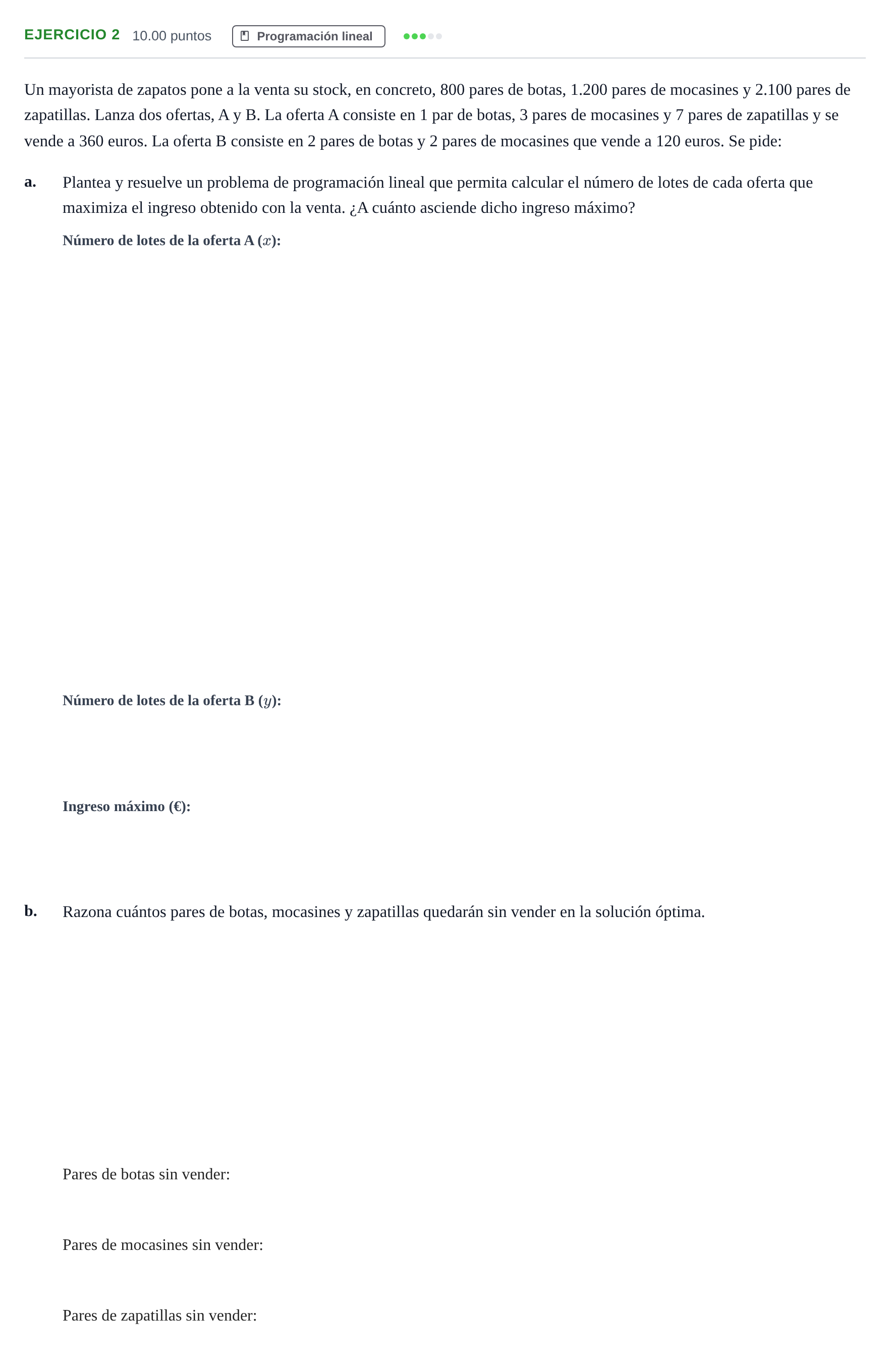 Enunciado: Problema 2 · Matemáticas aplicadas a las Ciencias Sociales II PAU Aragón Ordinaria 2021