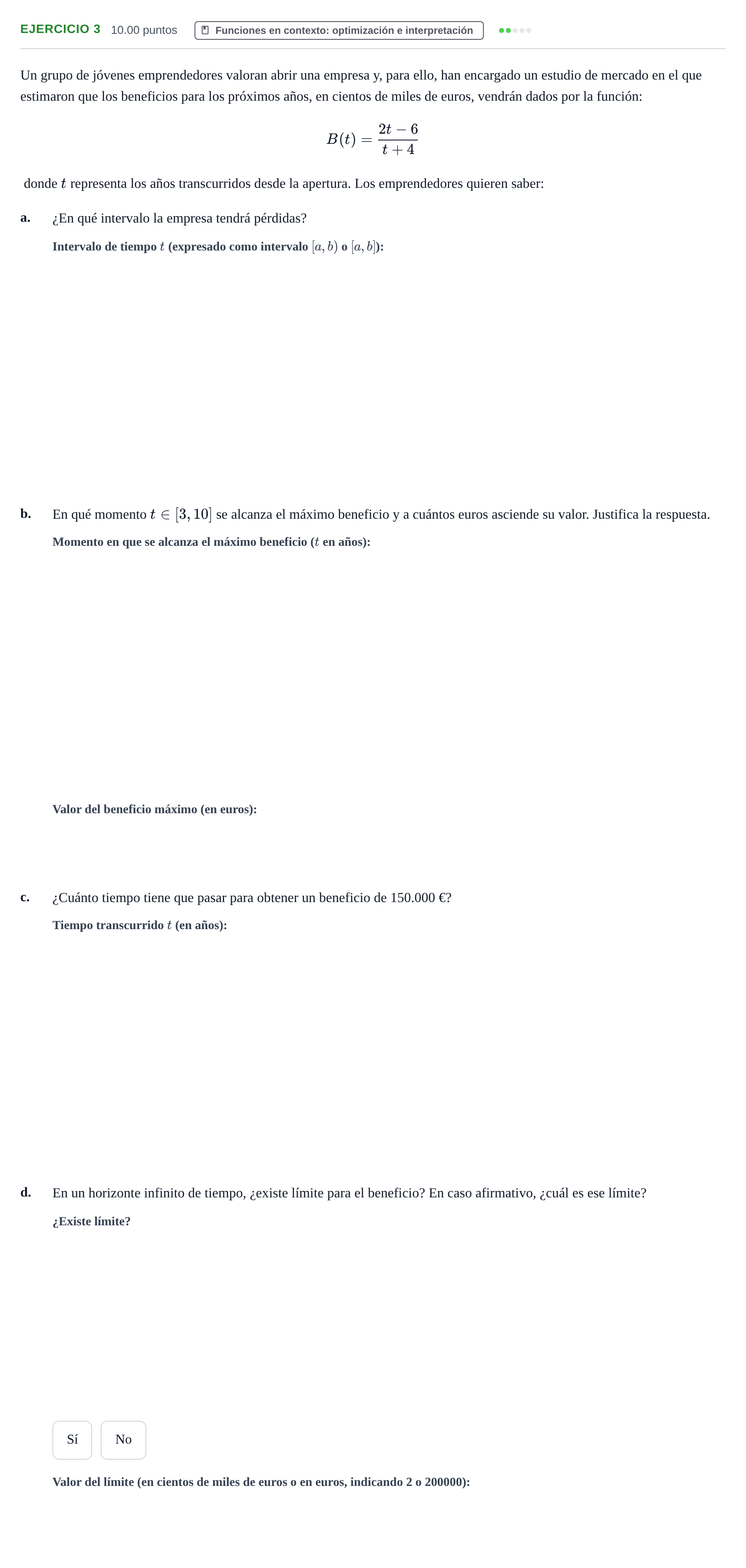 Enunciado: Problema 3 · Matemáticas aplicadas a las Ciencias Sociales II PAU Aragón Ordinaria 2021