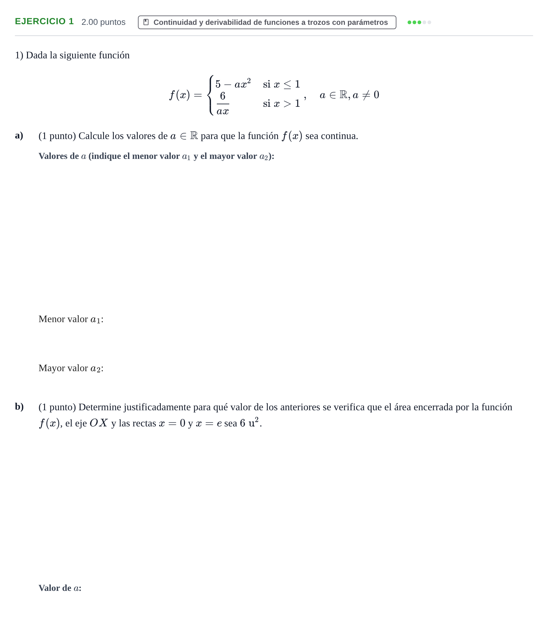 Enunciado: Problema 1 · Matemáticas II PAU Aragón Extraordinaria 2021