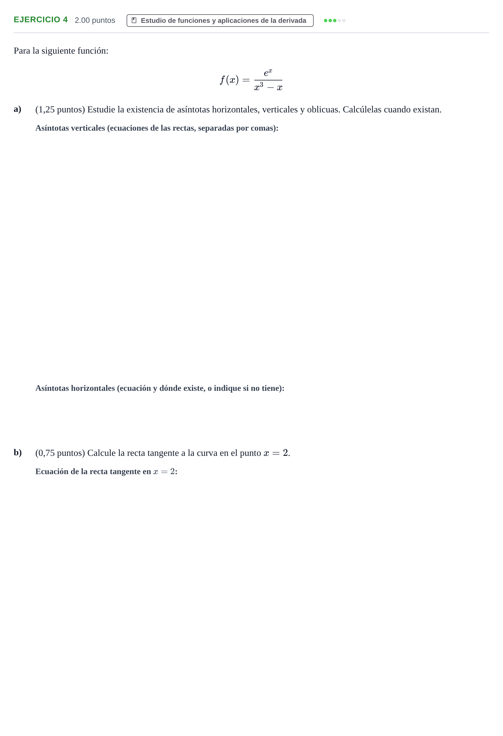 Enunciado: Problema 4 · Matemáticas II PAU Aragón Extraordinaria 2021